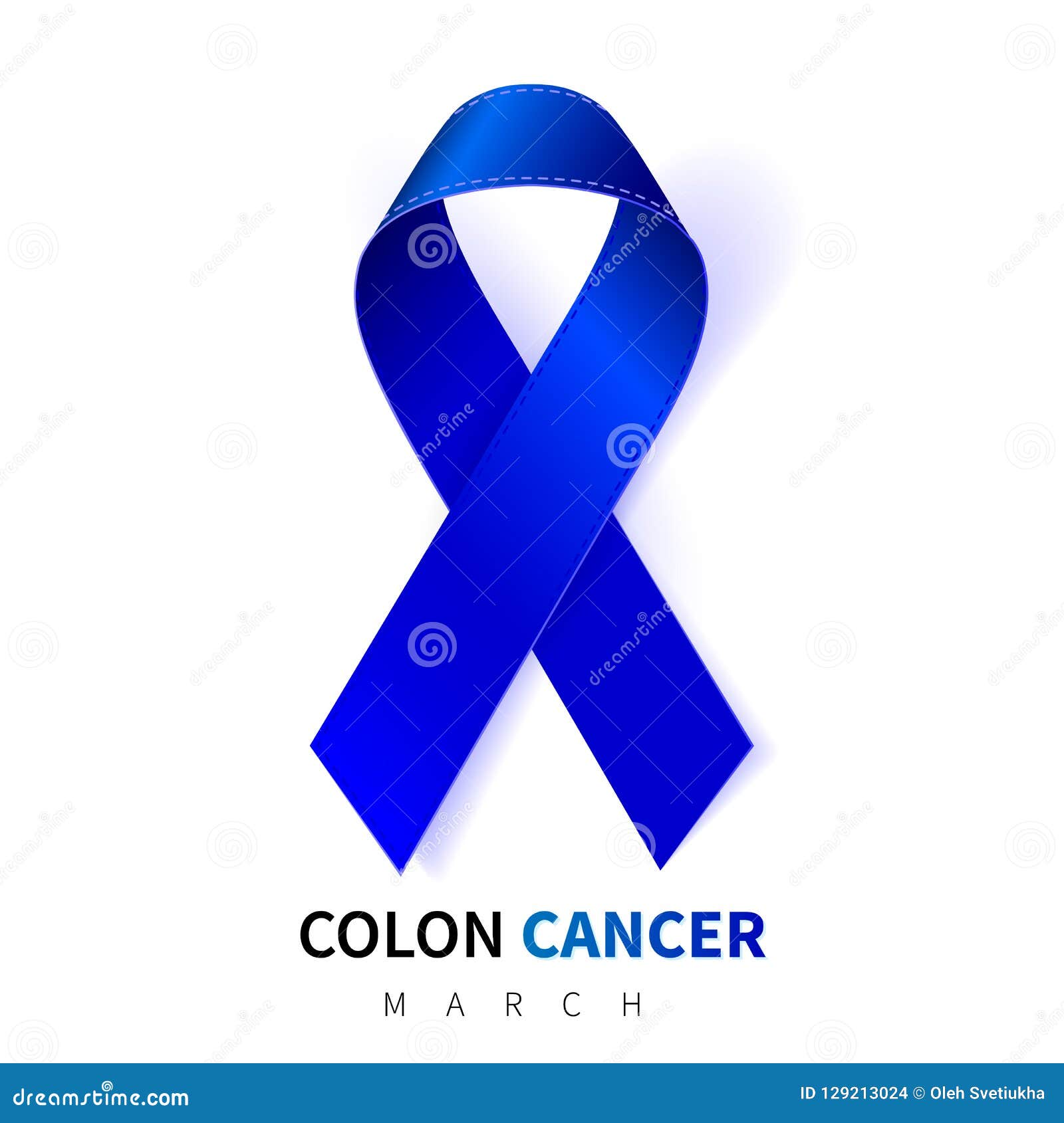 Colorectal Colon Cancer Awareness Month Realistic Dark Blue Ribbon