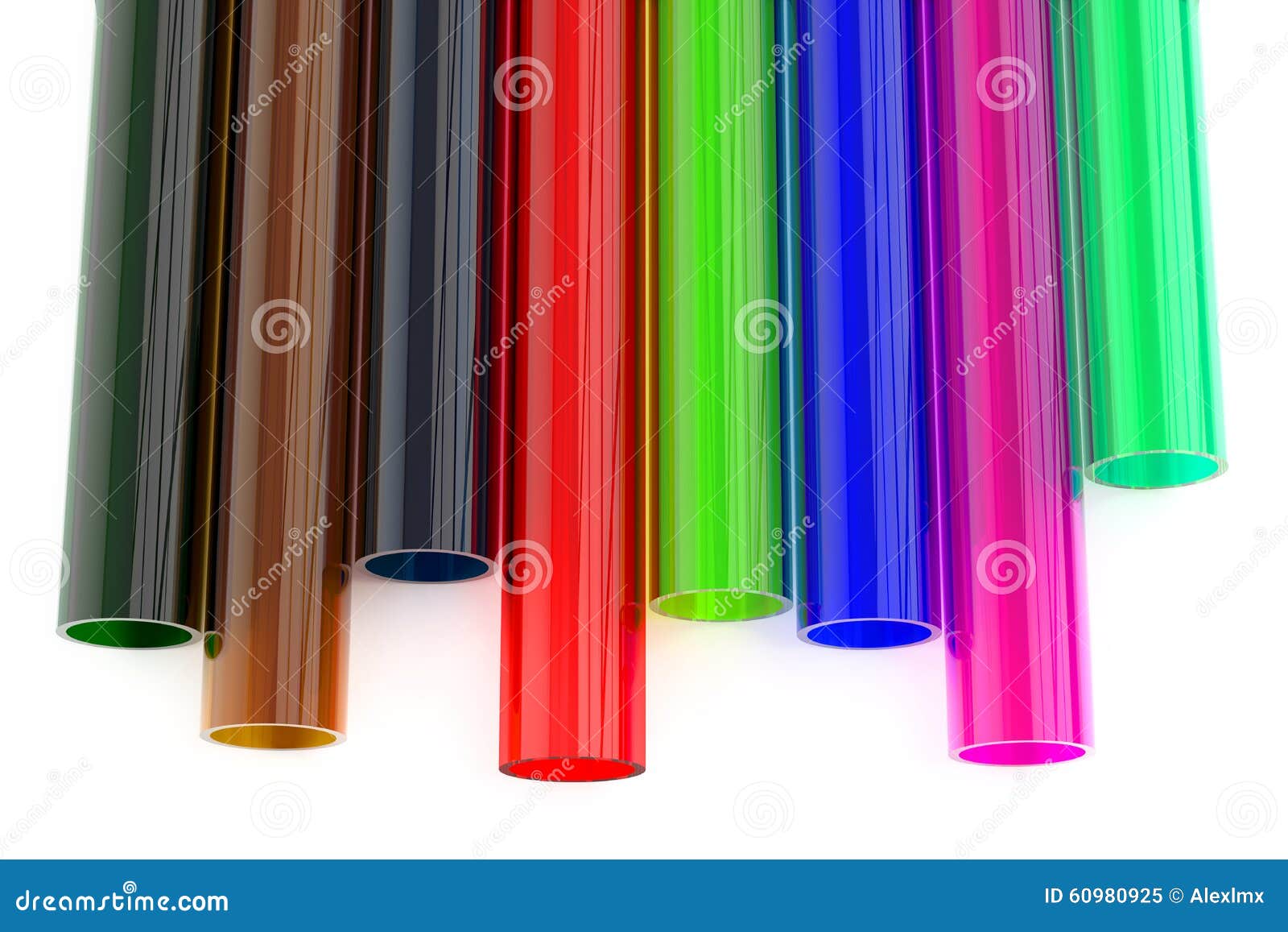 Colored Acrylic Plastic Tubes Stock Illustration Illustration of pipes, object 60980925