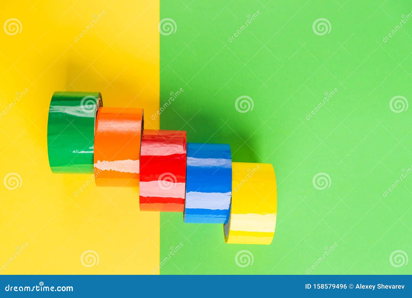 Colored Adhesive Tape on a Colored Background Stock Photo Image of material, paper 158579496