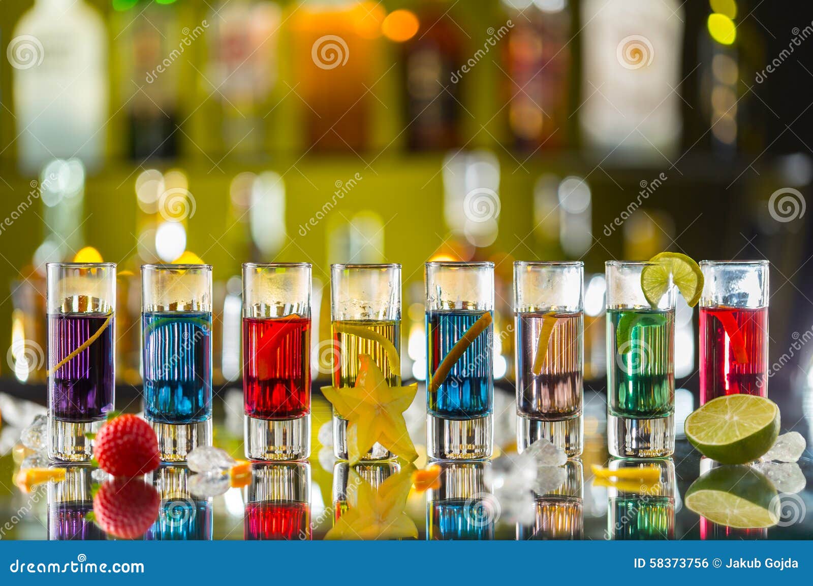 Colored Alcoholic Shots On Bar Counter Stock Photo Image of hard