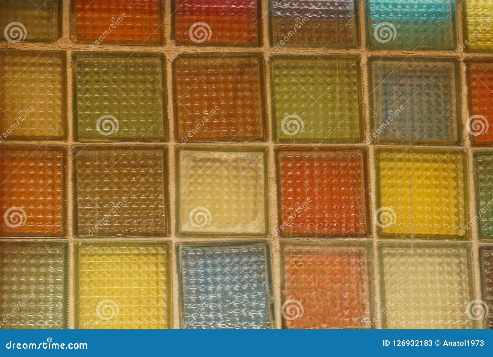 Colored Texture of Squares of Glass on the Wall Stock Image Image of