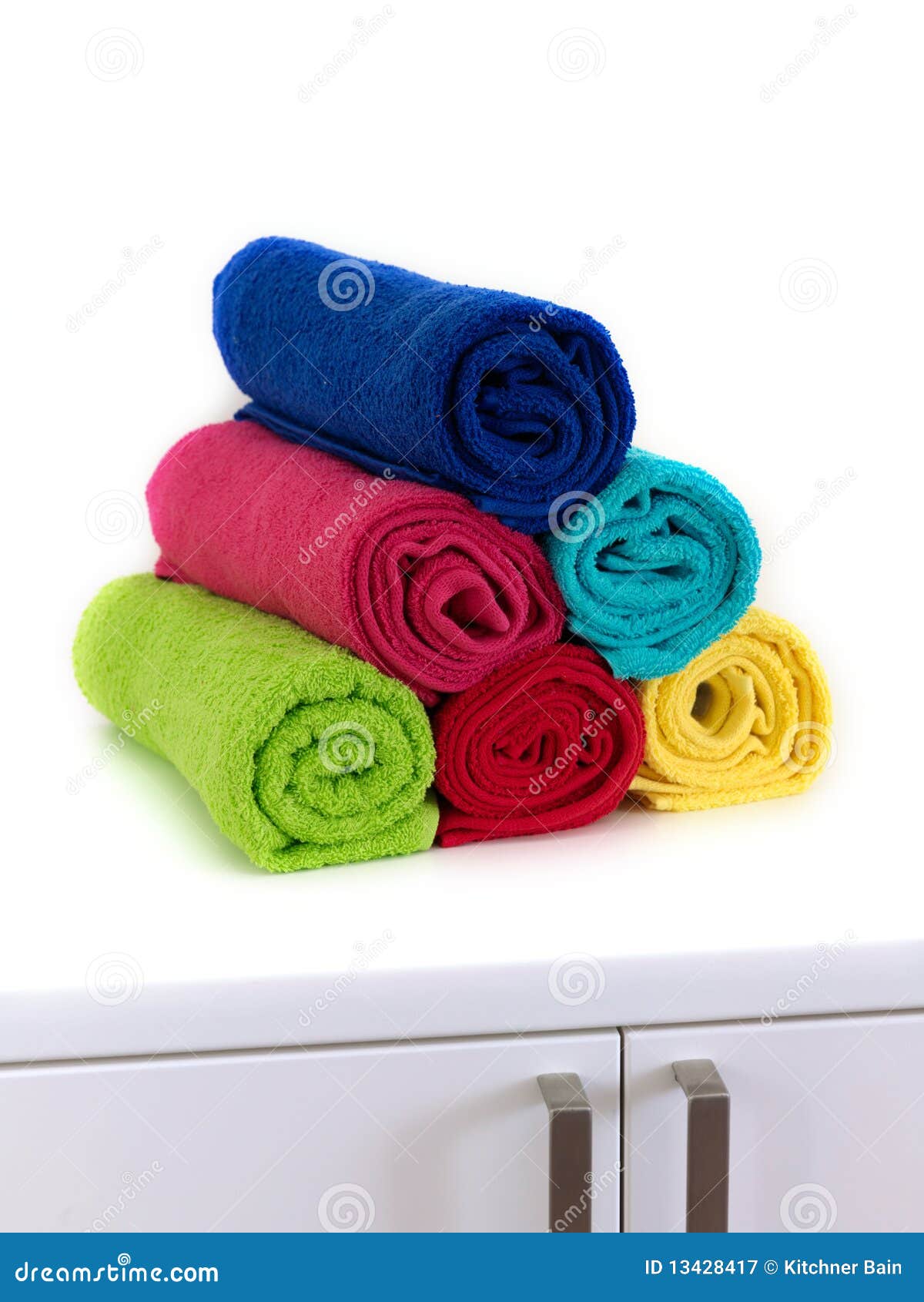 Colored Bathroom Towels stock image. Image of relax, bath 13428417