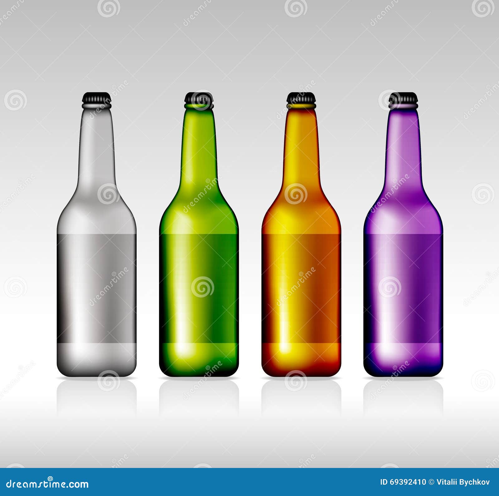 Colored Blank Glass Beer Bottle for New Design Stock Illustration