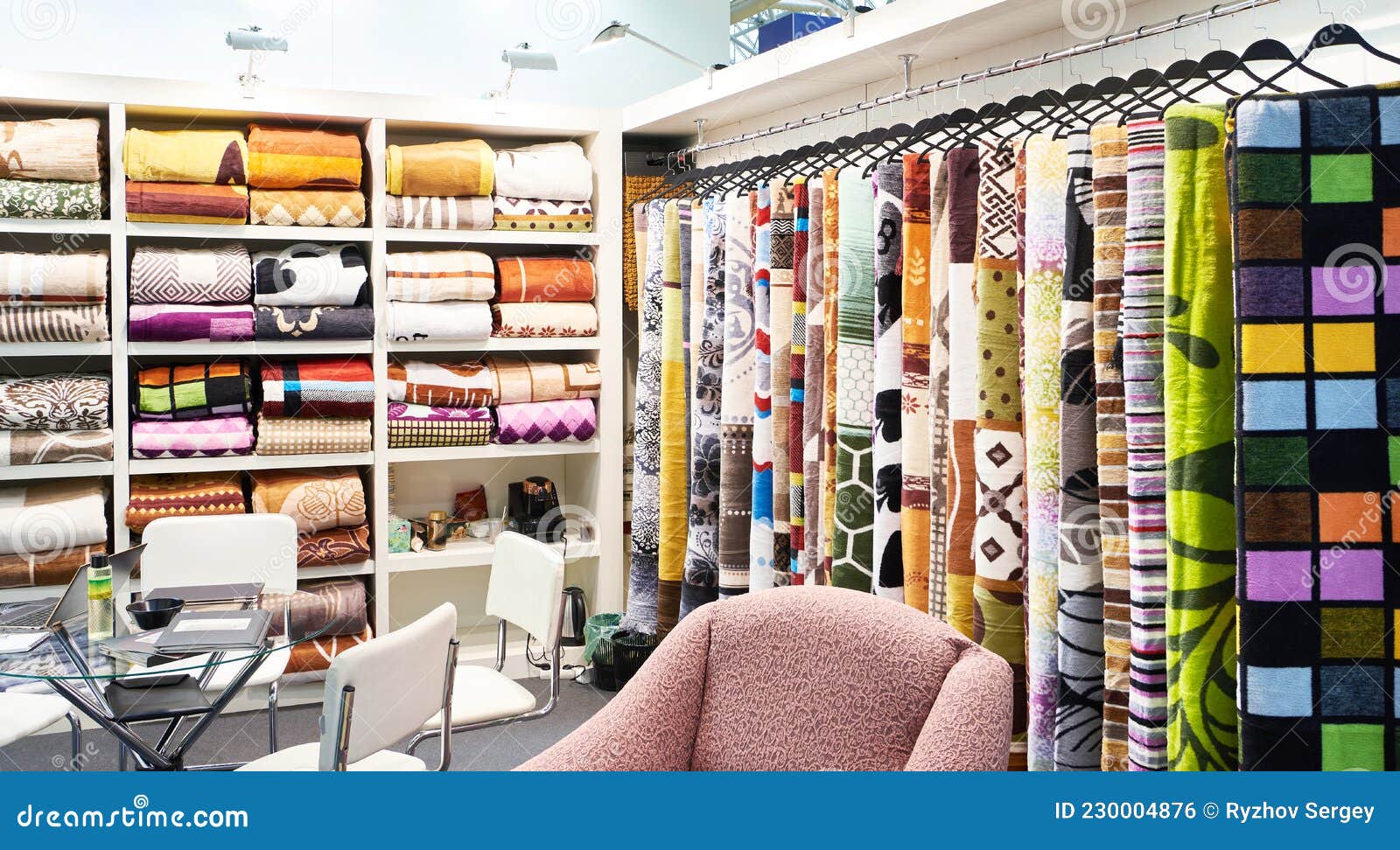 Colored Blankets and Fabrics in Store Stock Photo Image of handmade