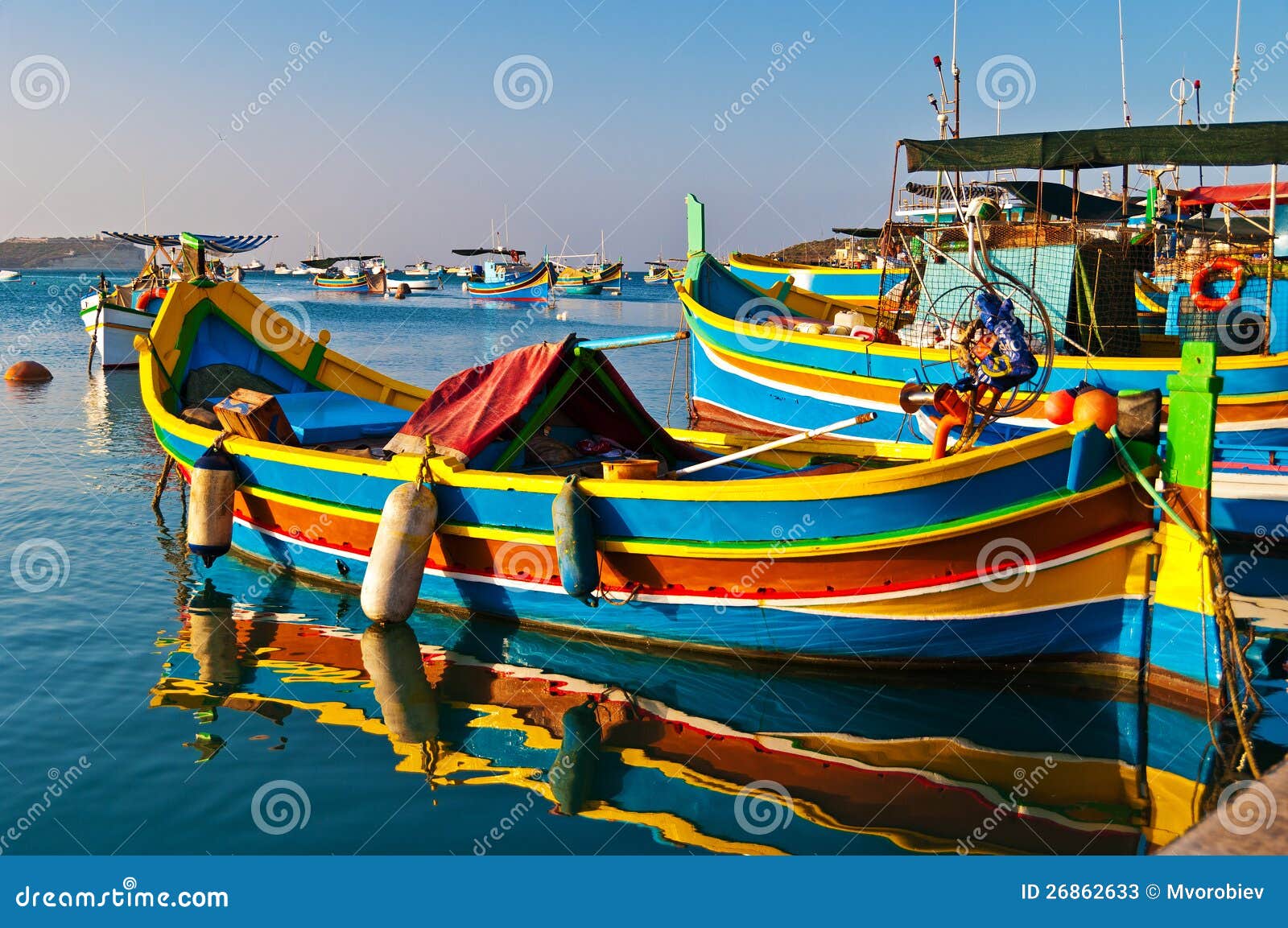 Colored boats, Malta stock image. Image of harbor, culture - 26862633