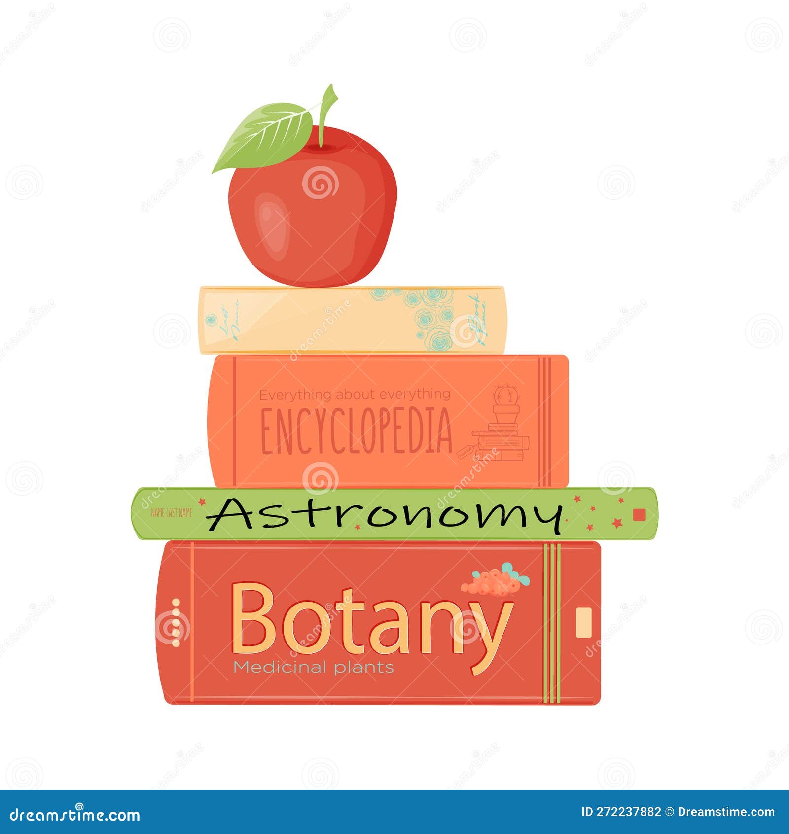 Colored Books and Red Apples Stock Vector Illustration of spend, icon