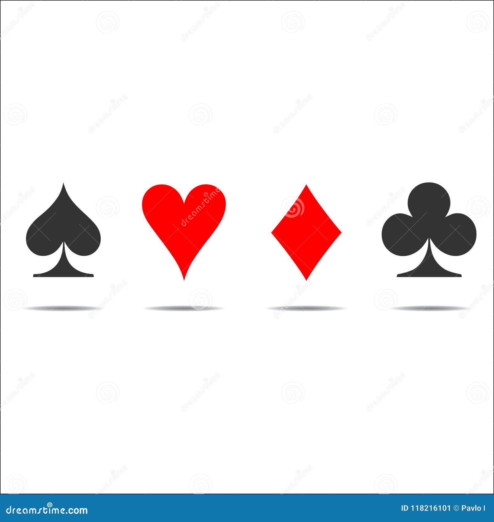 Colored Card Suit Icon Vector, Playing Cards Symbols Vector Stock ...