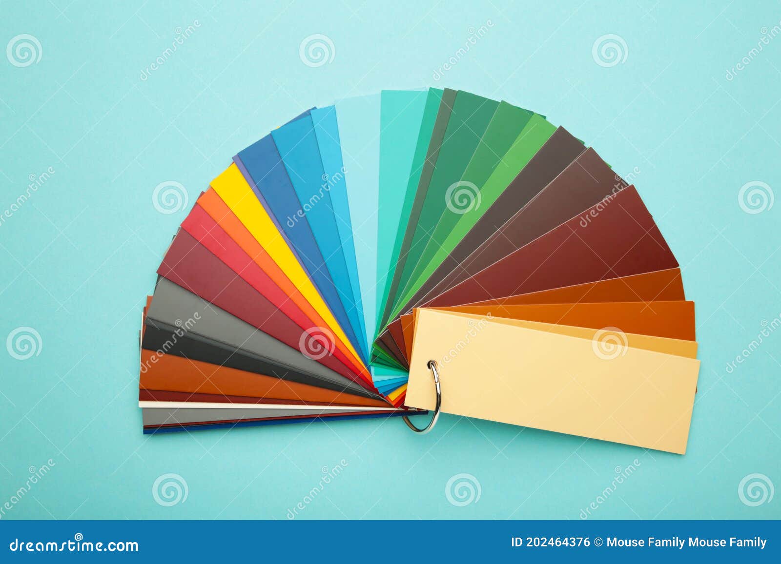 Colored Cardboard Palette, Paper Catalog on a Blue Background Stock