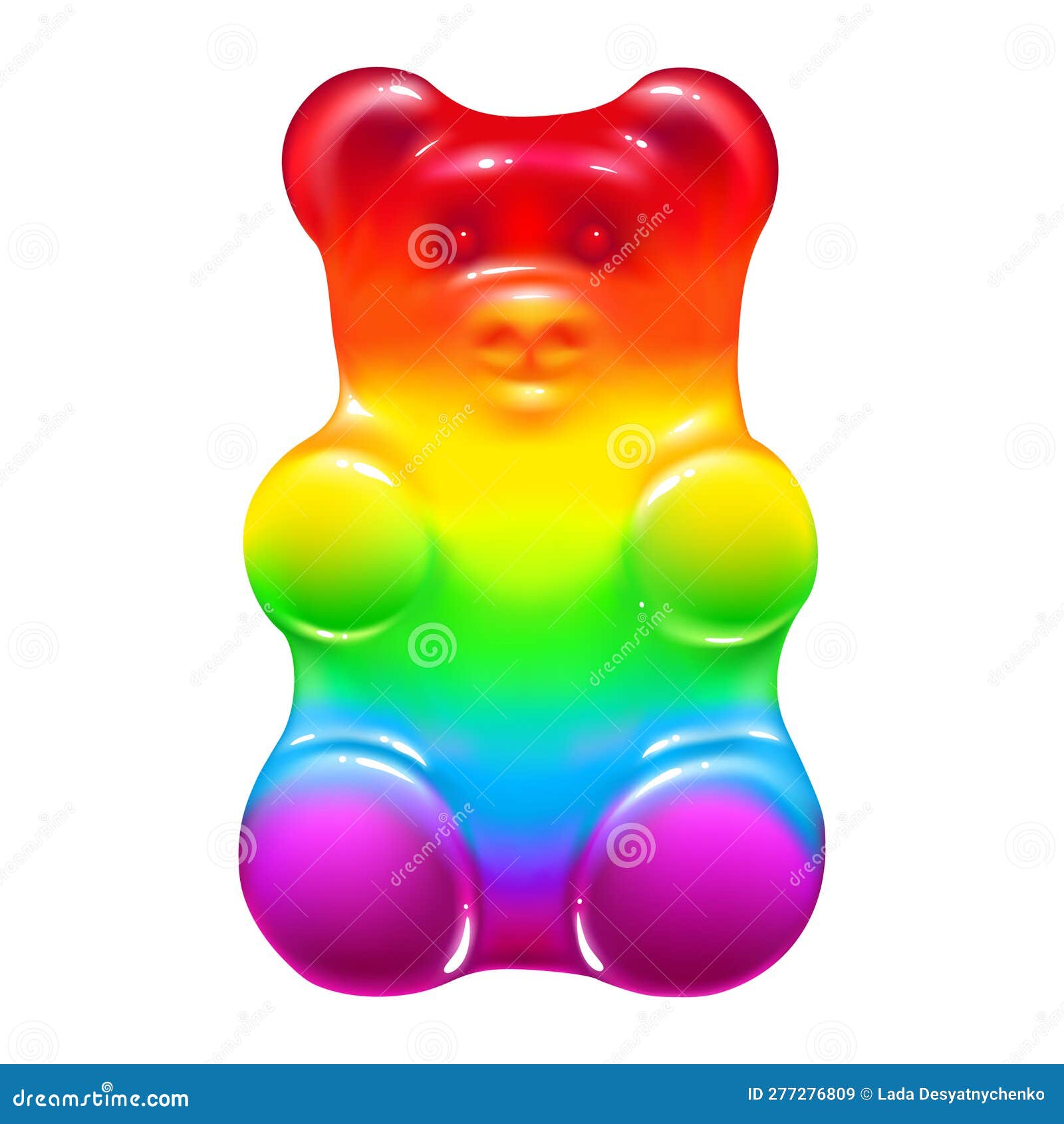 Colored Cartoon Gummy Bear on a White Background Stock Vector