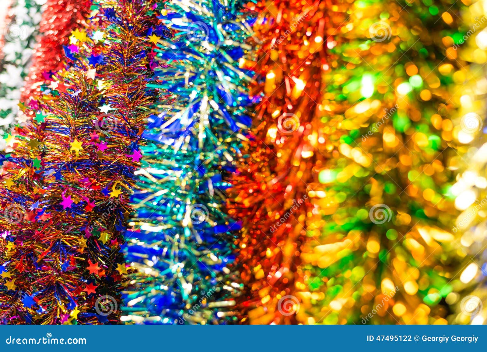 Colored Christmas tinsel stock photo. Image of happy 47495122