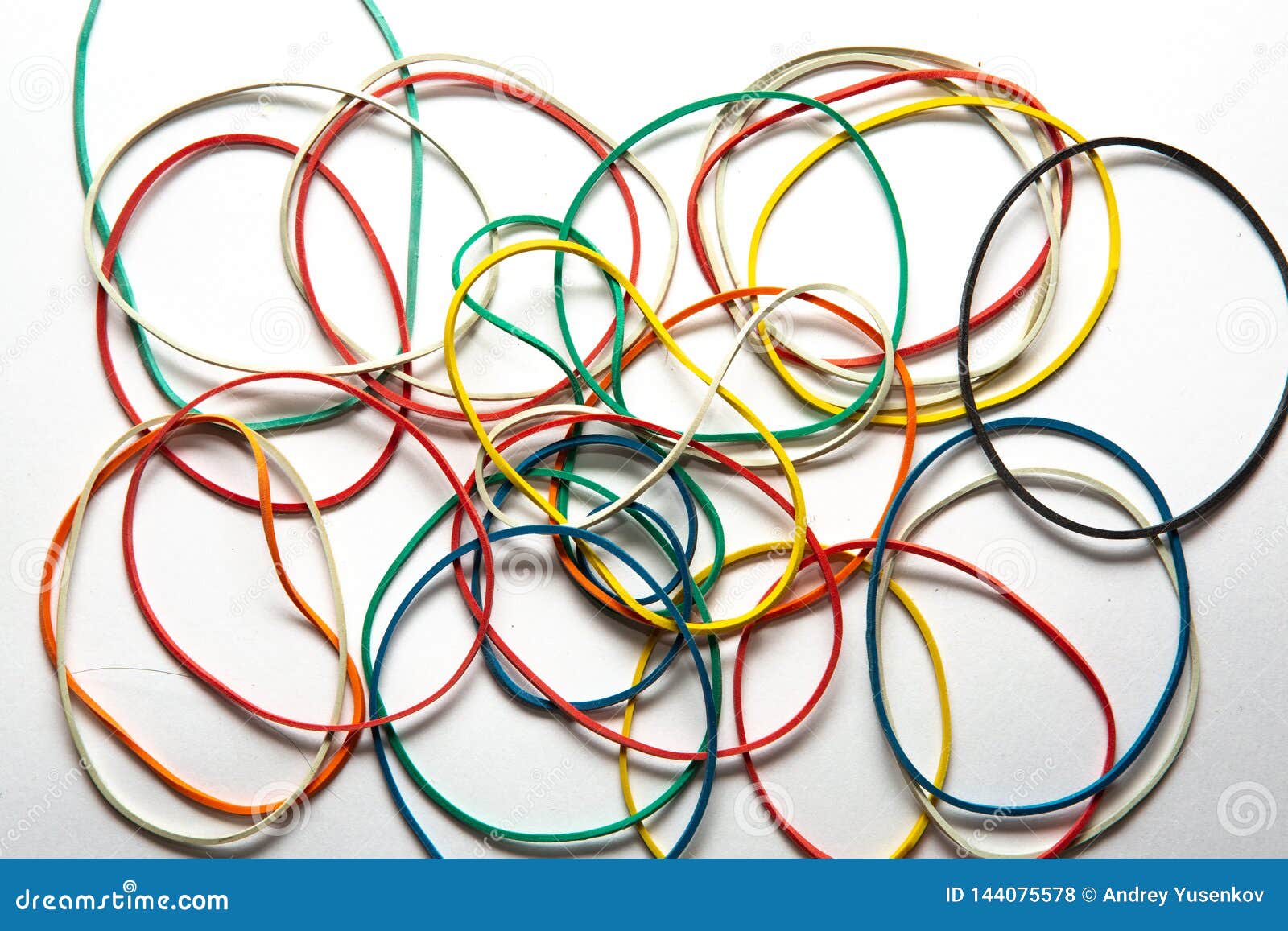 Colored Rubber Bands for Money on White Background Stock Photo Image