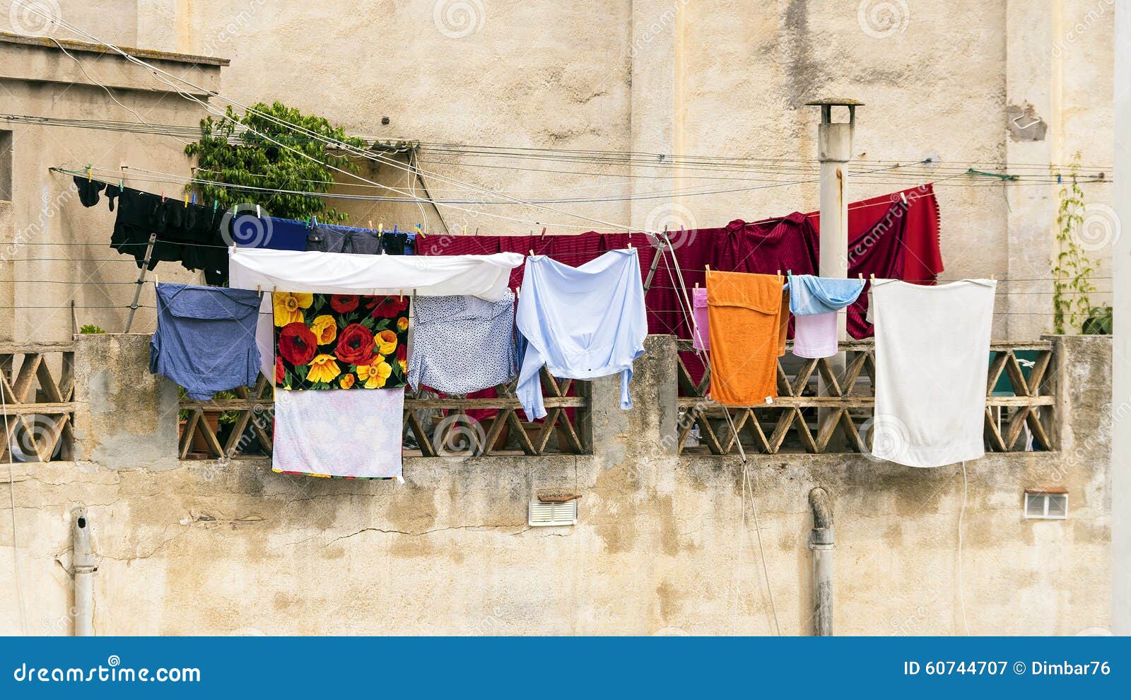 Colored Clothes Drying on the Balcony Stock Image Image of outdoor