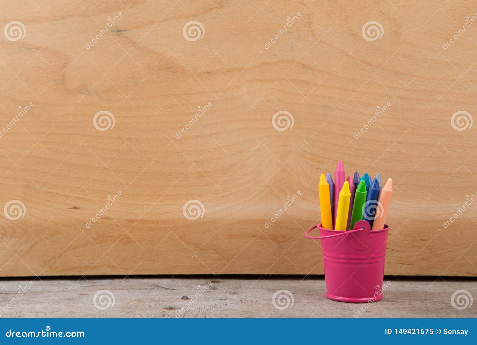 Colored Crayons on the Wooden Table Stock Image Image of creative