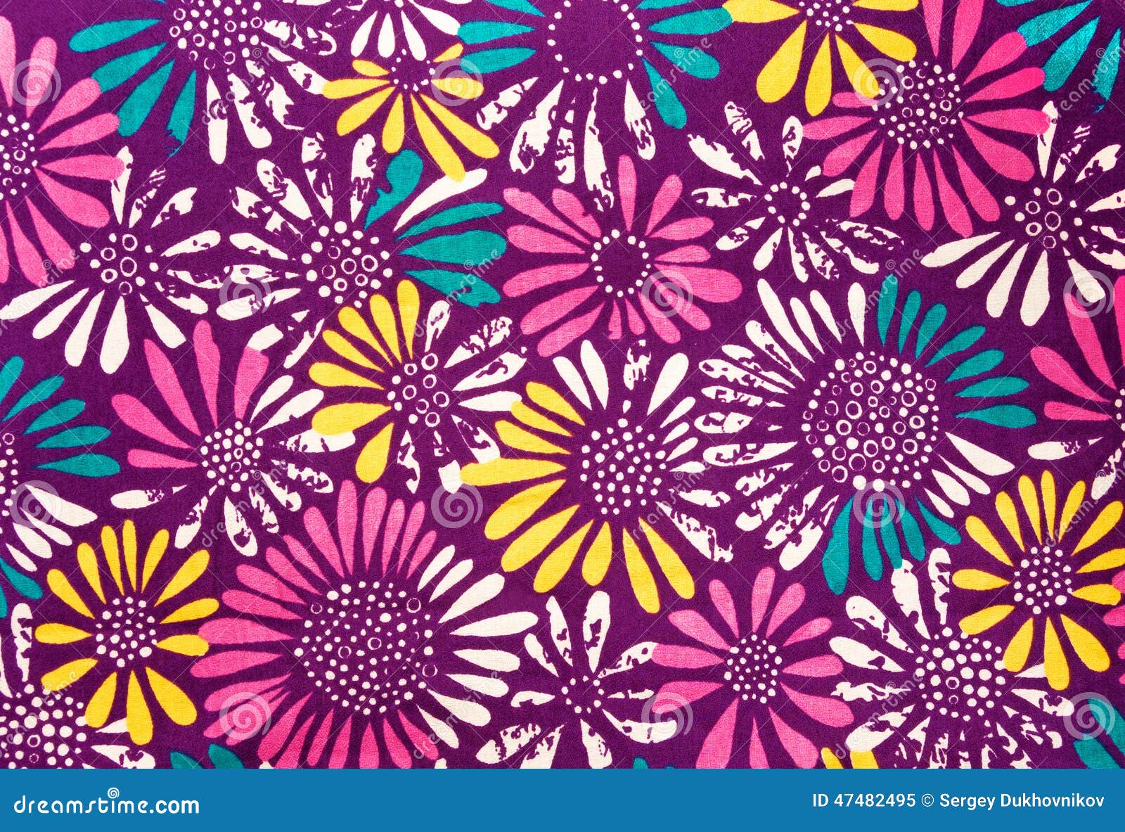 Colored daisies fabric stock image. Image of background 47482495