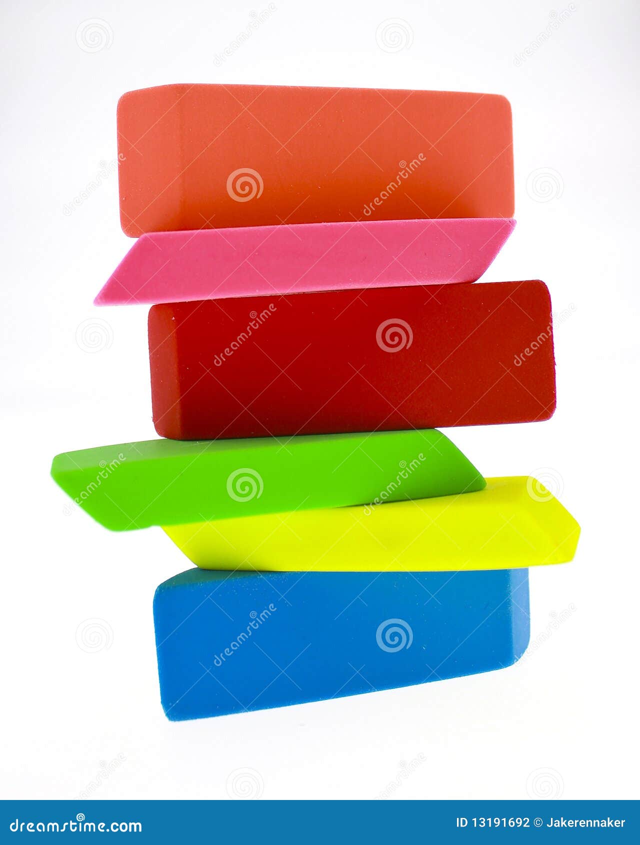 Colored erasers stacked stock photo. Image of supplies 13191692