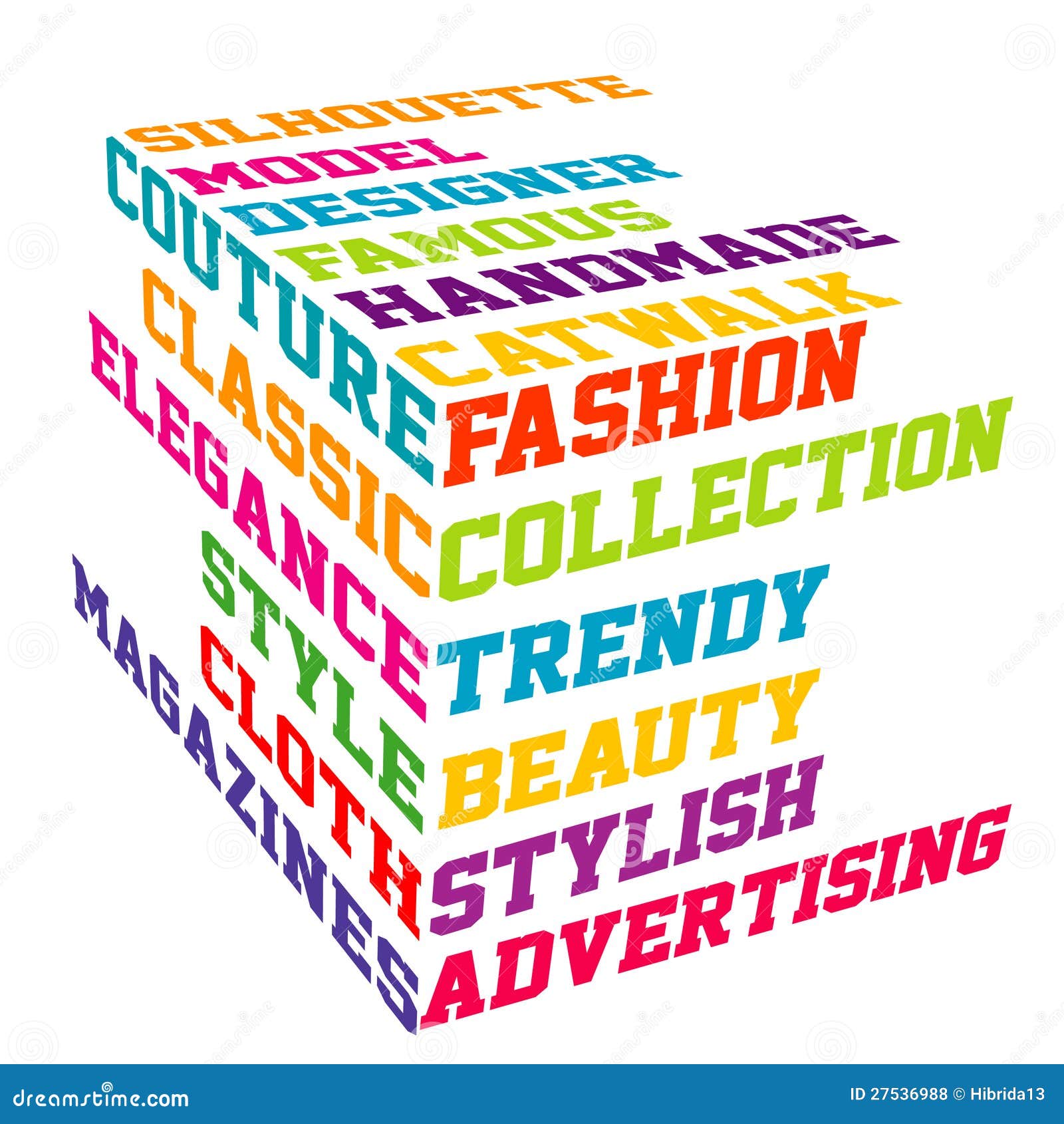 Colored Fashion Cube Typography Terms Stock Illustration Illustration