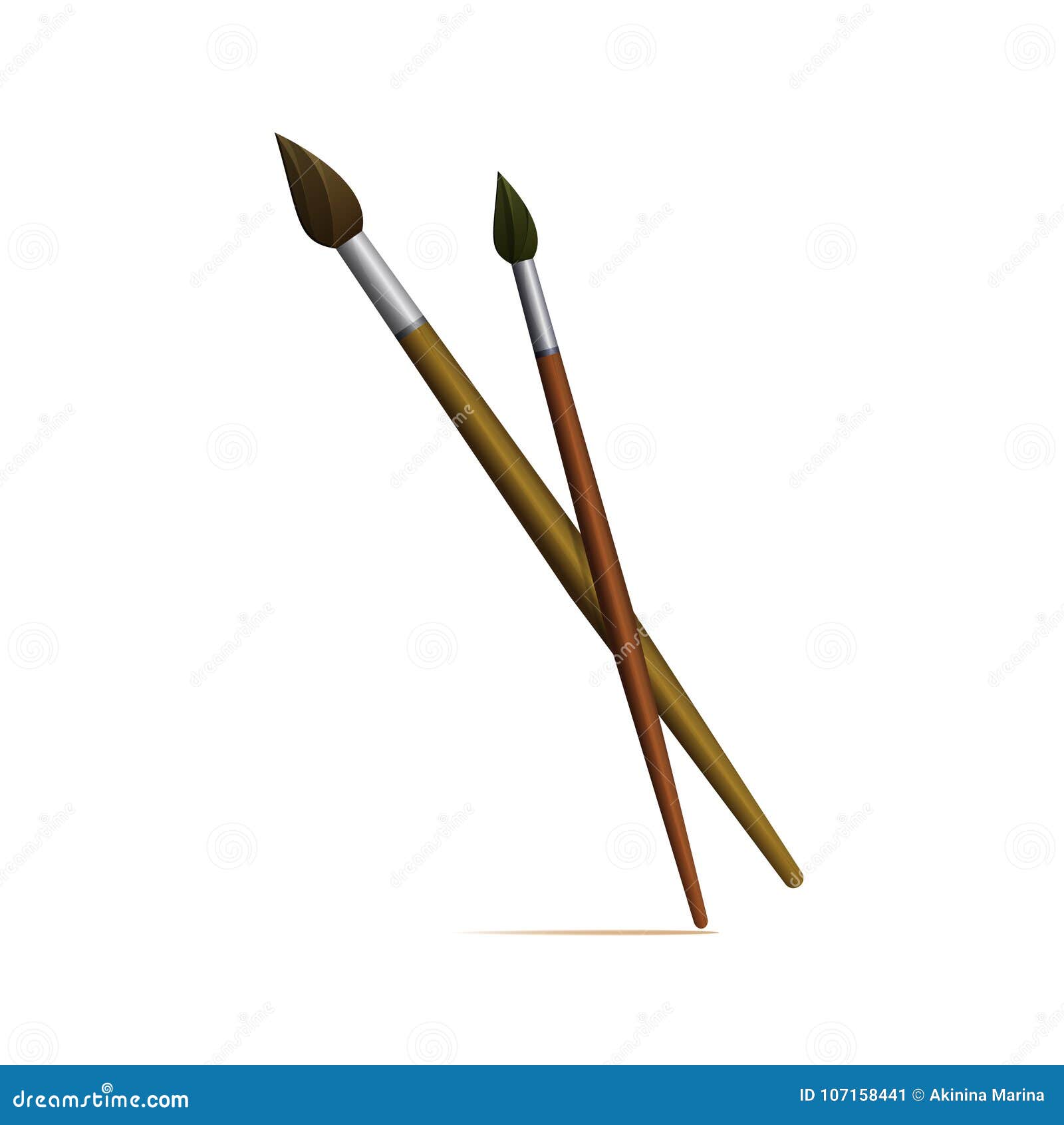 Colored Flat Icon, Vector Design with Shadow. Two Crossed Paintbrushes ...