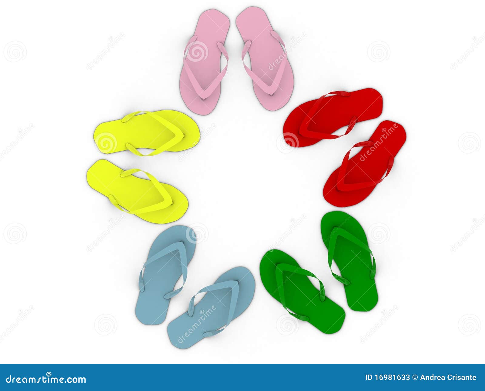 Colored Flip-flops Isolated on White Background Stock Illustration ...