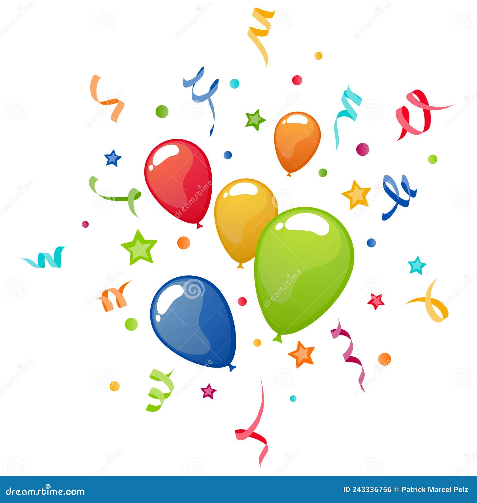 Colored Flying Balloons and Streamers Stock Vector Illustration of