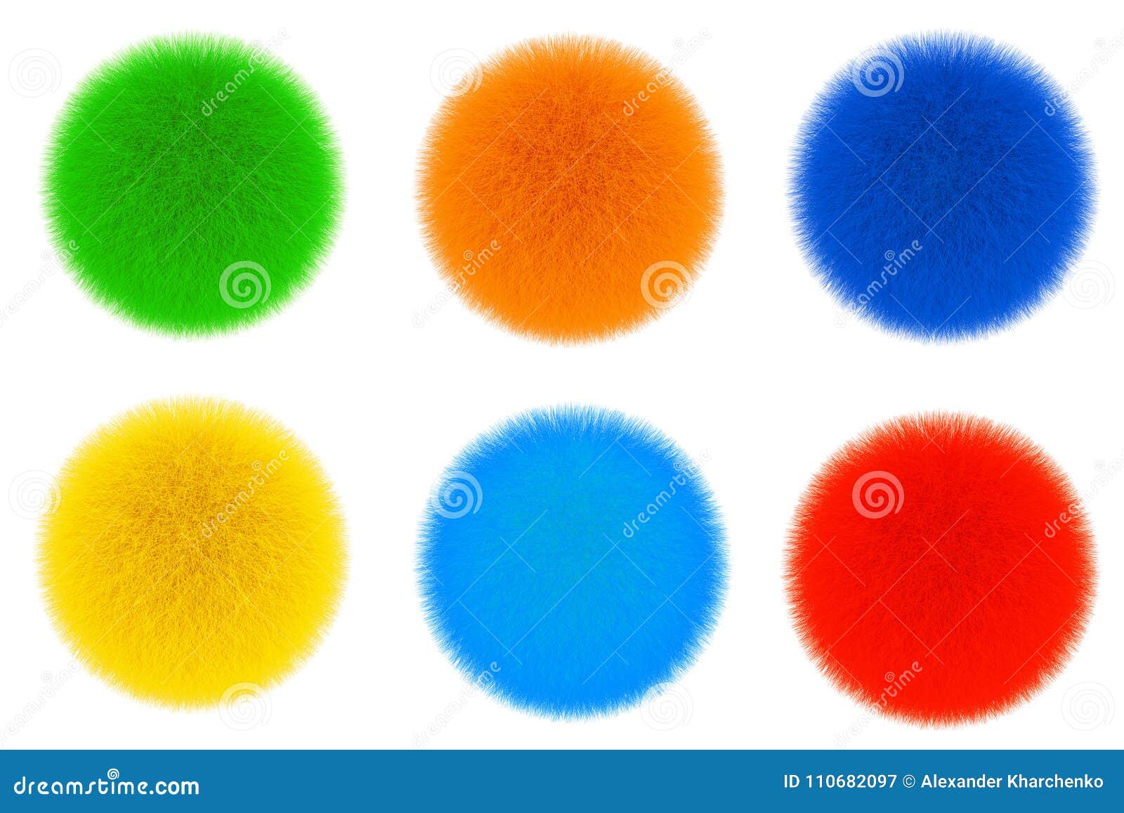 Colored Fur Hair Balls 3d Rendering Stock Image Image Of Beauty