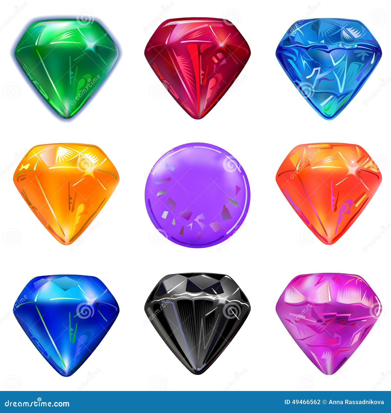 colored gems game interface set