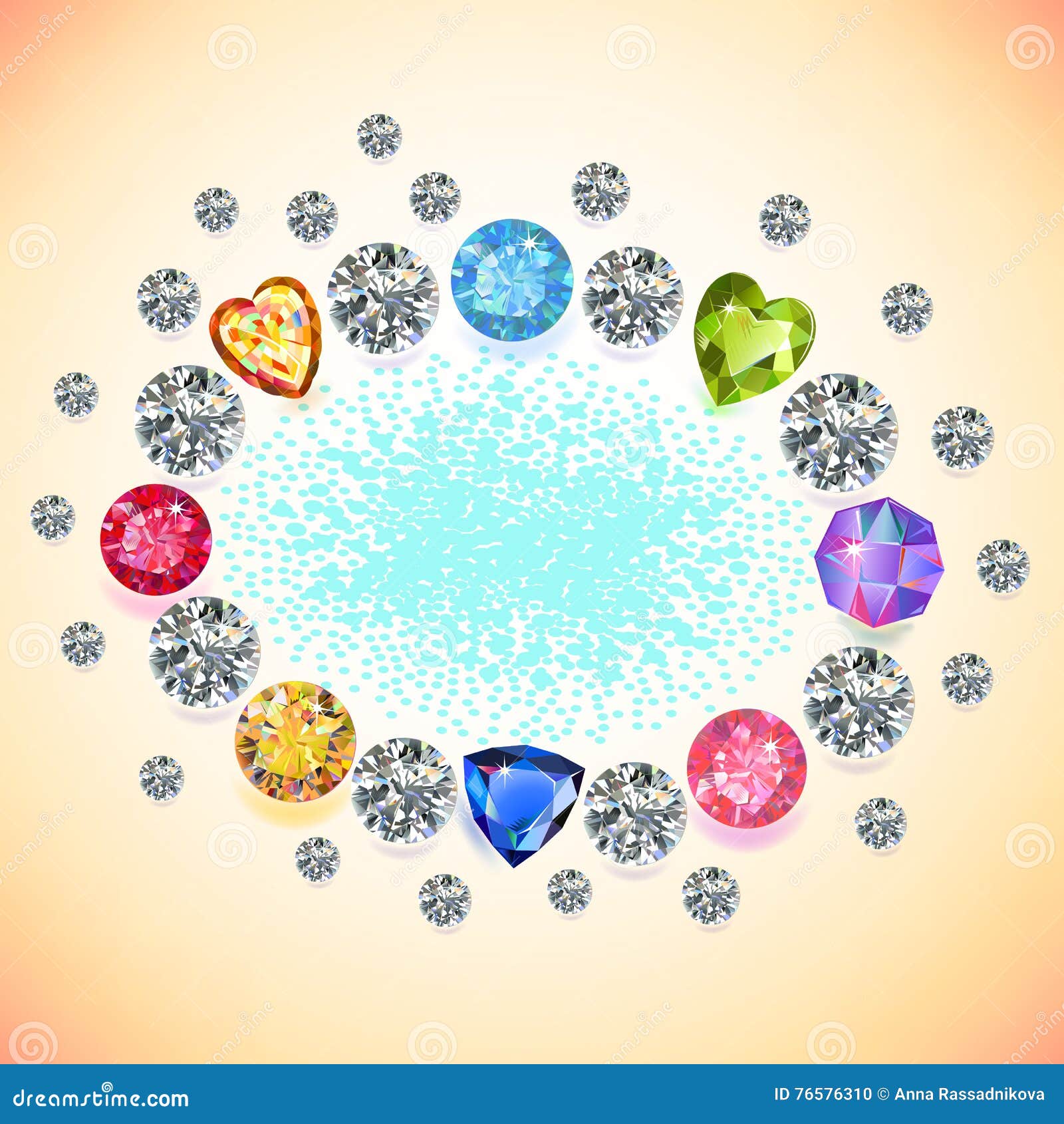 Colored gems oval frame stock vector. Illustration of memory 76576310