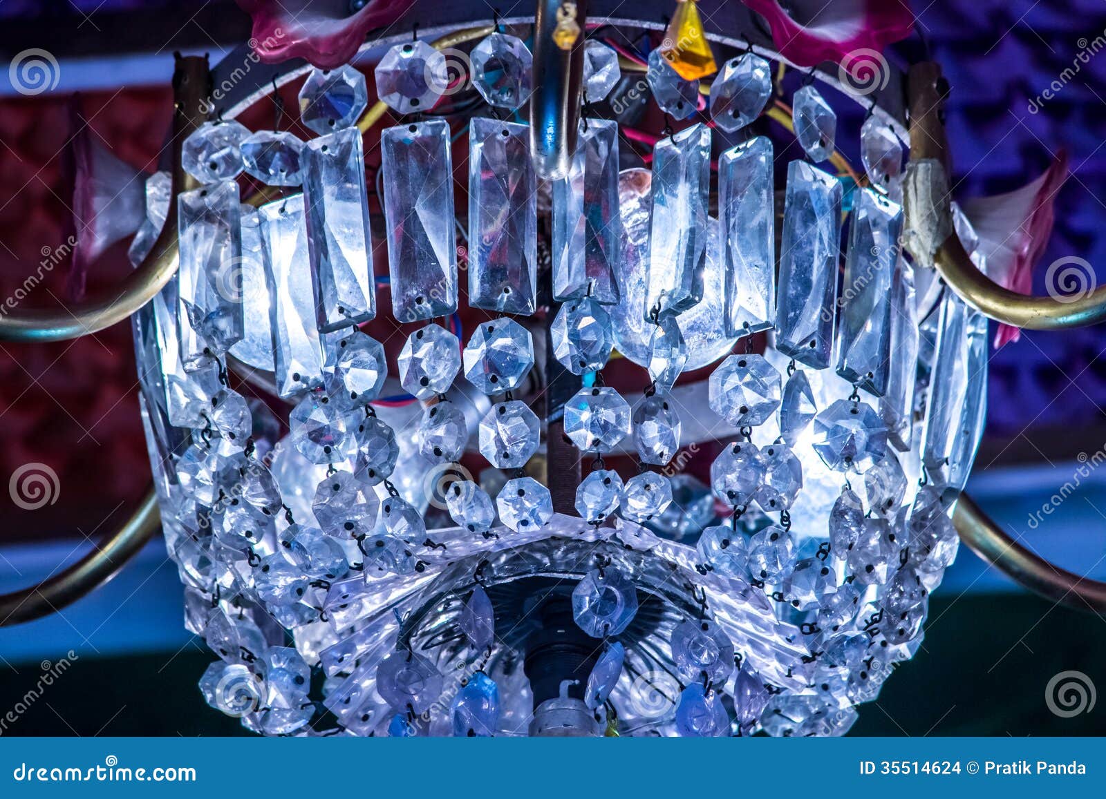 Colored Glass Crystal Chandelier Stock Photo Image Of Bulb