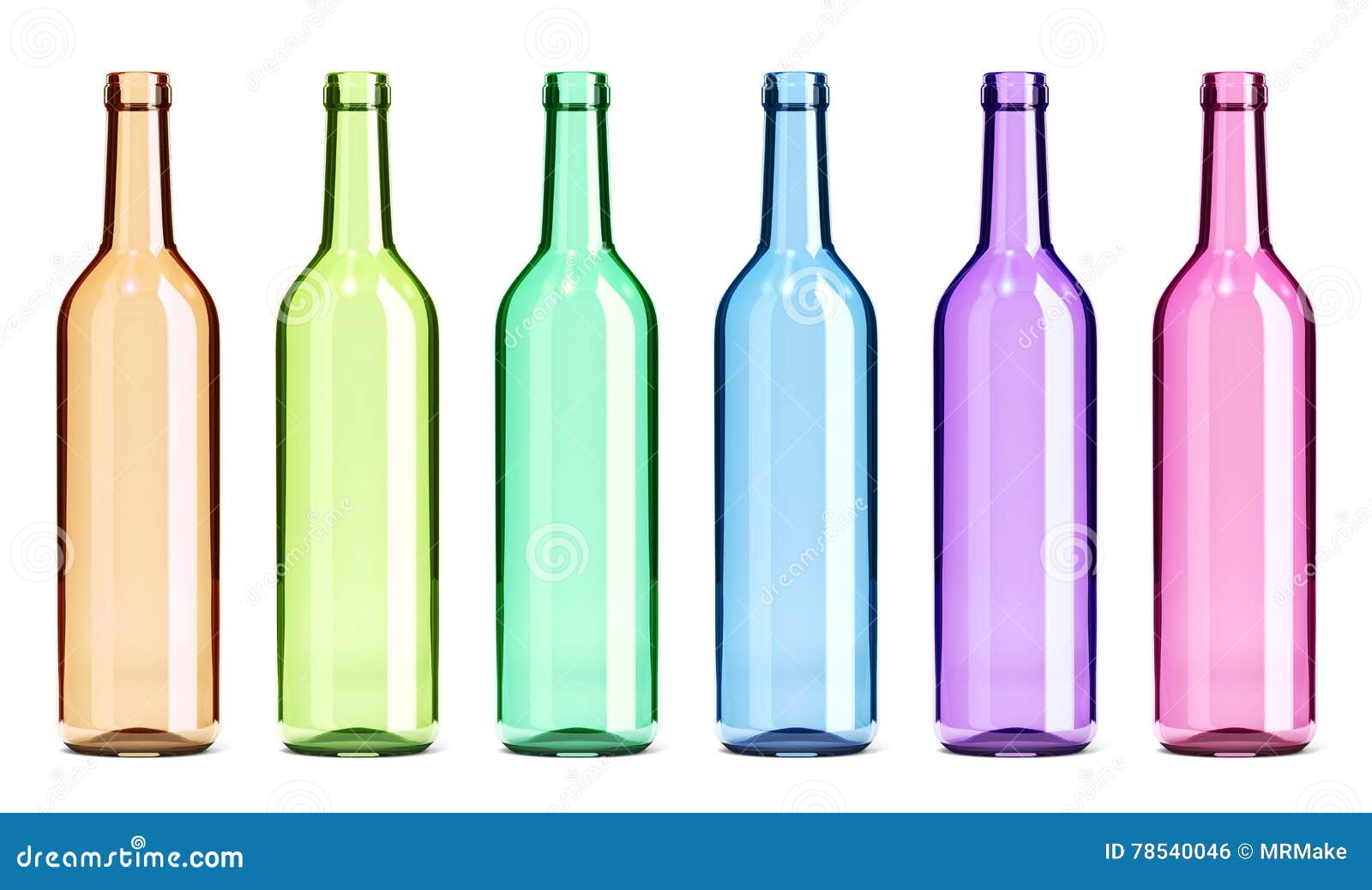 Colored Glass Empty Bottles Set Stock Illustration Illustration of