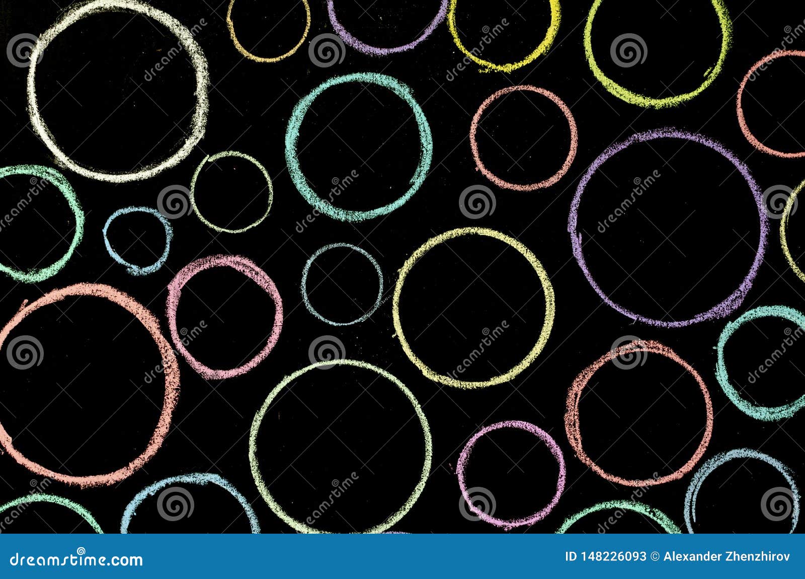 Colored Hand Drawn Circles on Chalkboard Stock Image Image of frame, school 148226093