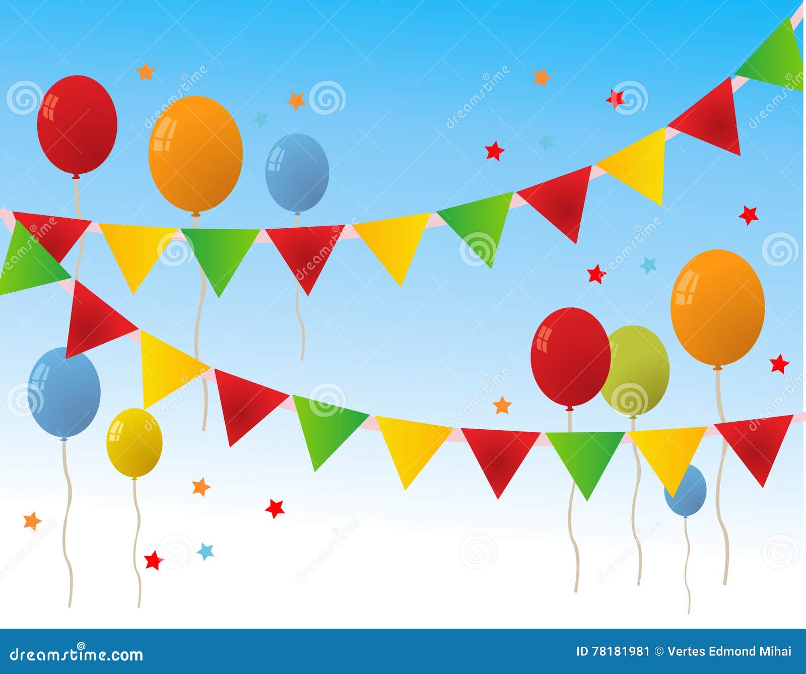 Colored Happy Birthday Balloons Banner Stock Vector Colored Happy Birthday Balloons Banner Stock Vector