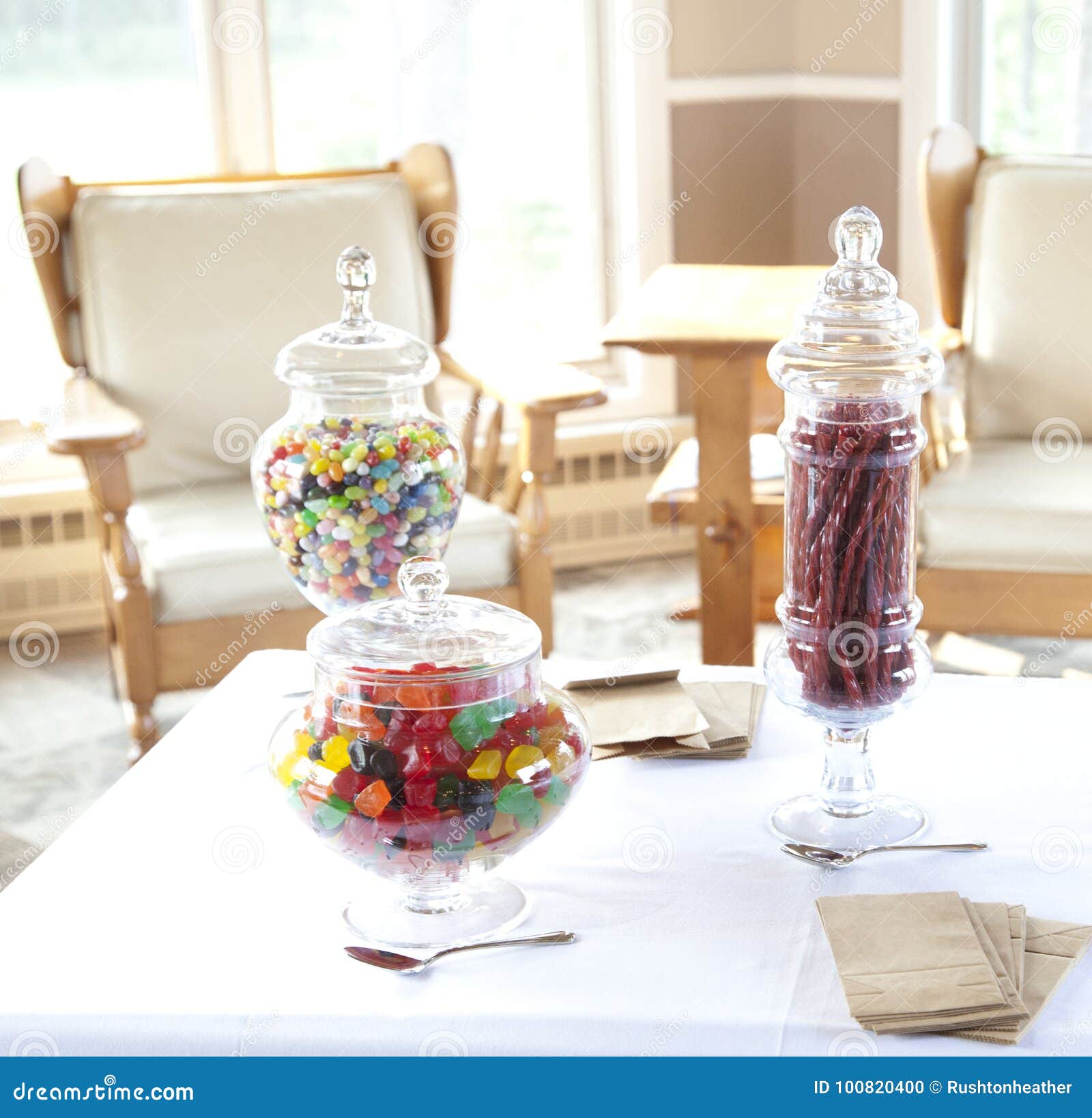 Candy in glass jars stock photo. Image of sugar, spoon 100820400
