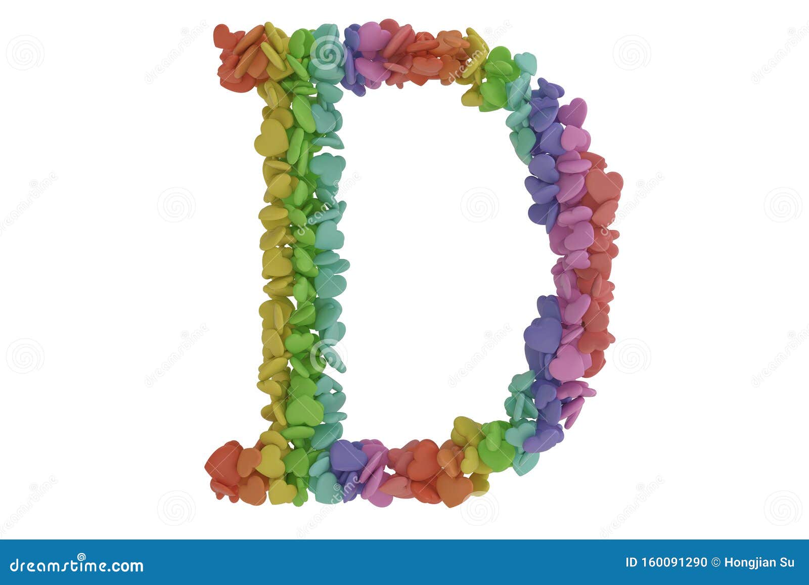 Colored Heart Alphabet Isolated on White Background. 3d Illustration ...