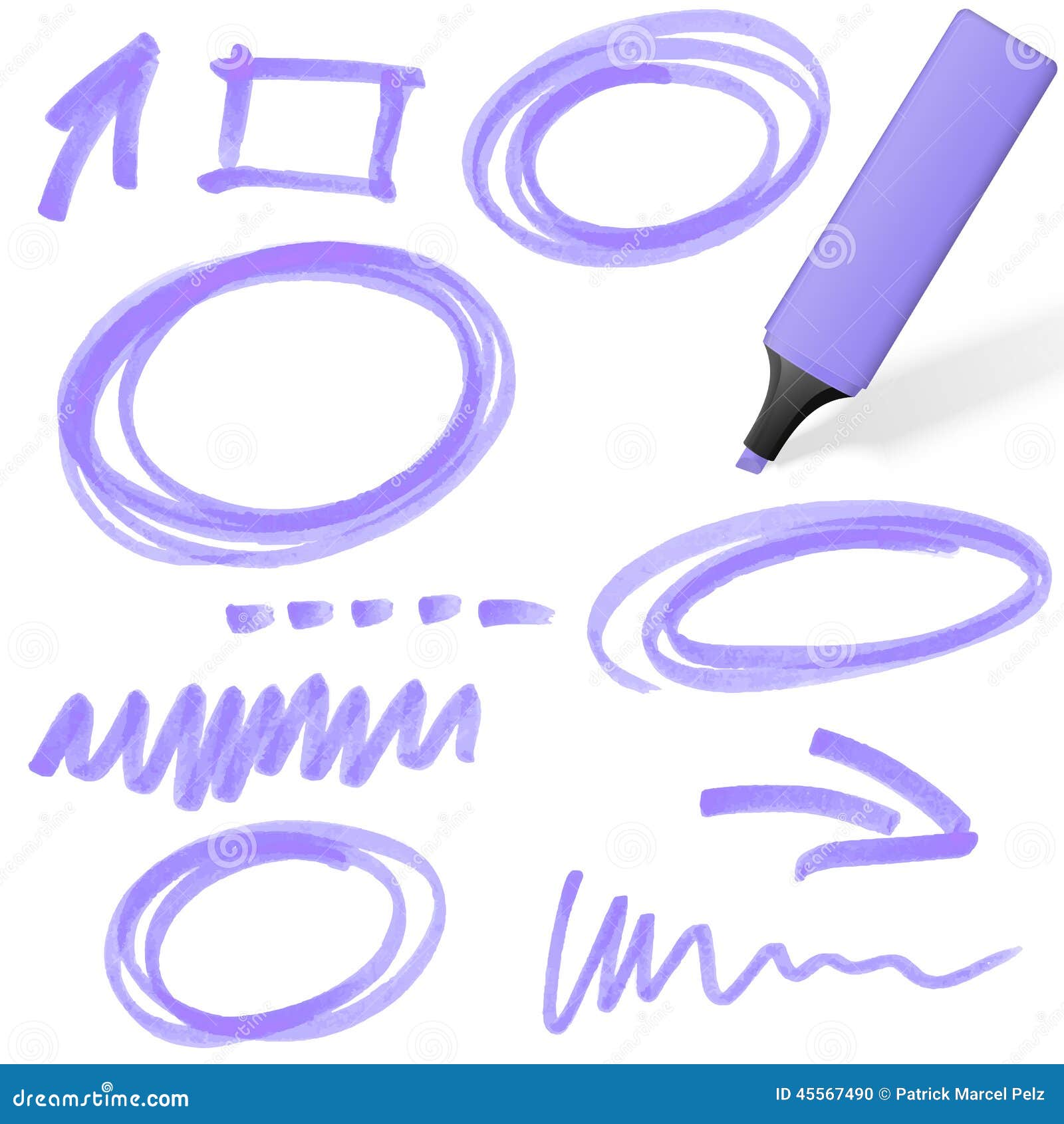 Colored Highlighter with Markings Stock Vector Illustration of note