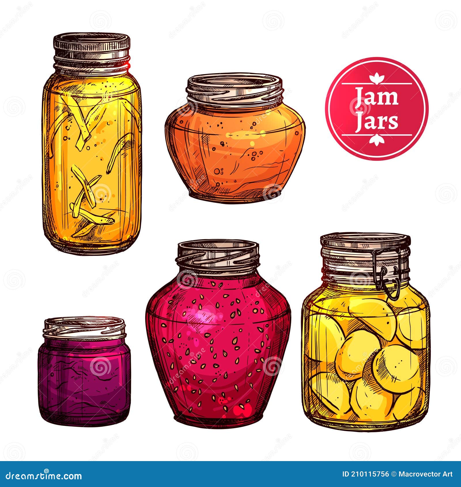 Colored Jam Jars stock vector. Illustration of doodle 210115756