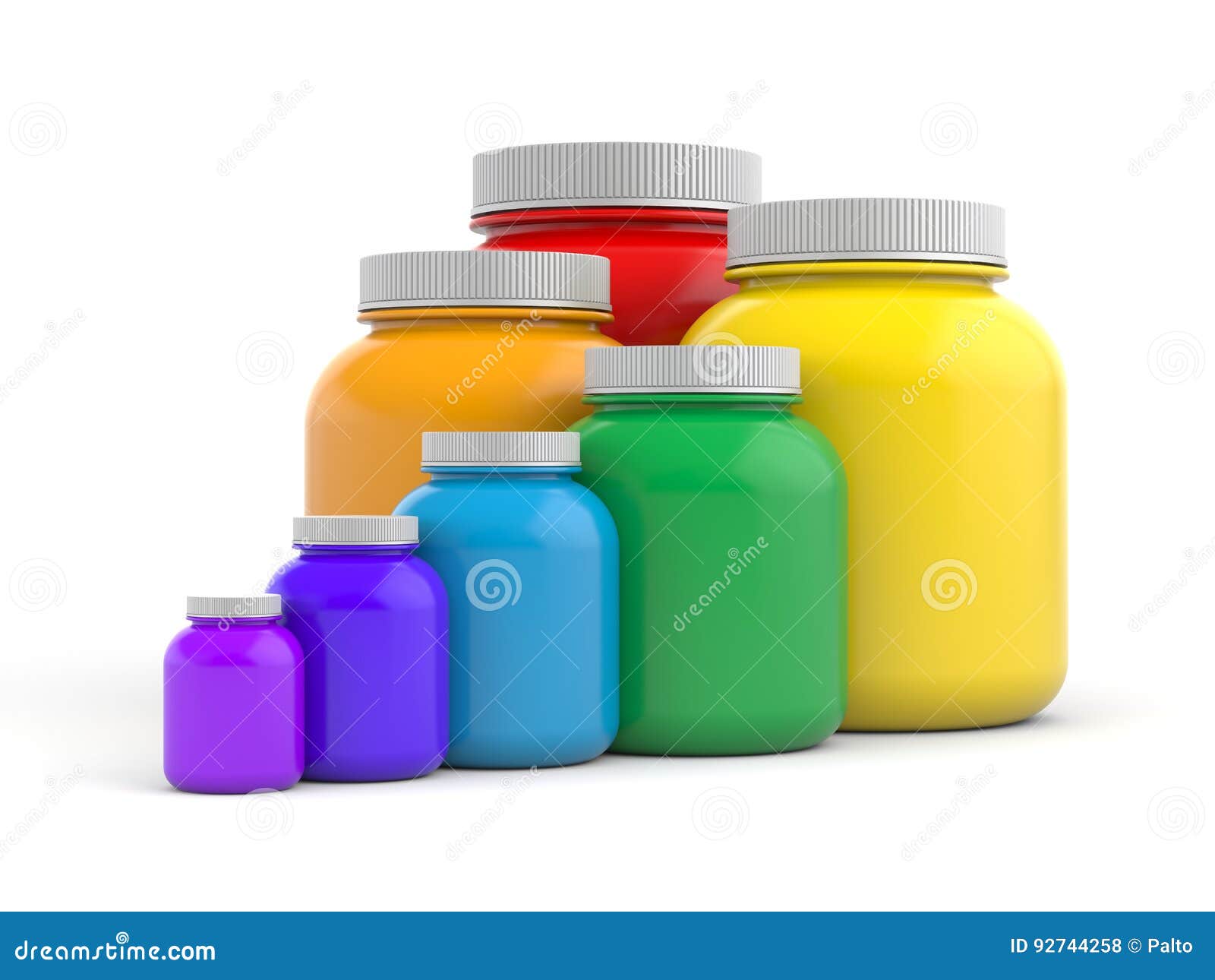 Colored Jars with White Lids Rainbow Stock Illustration