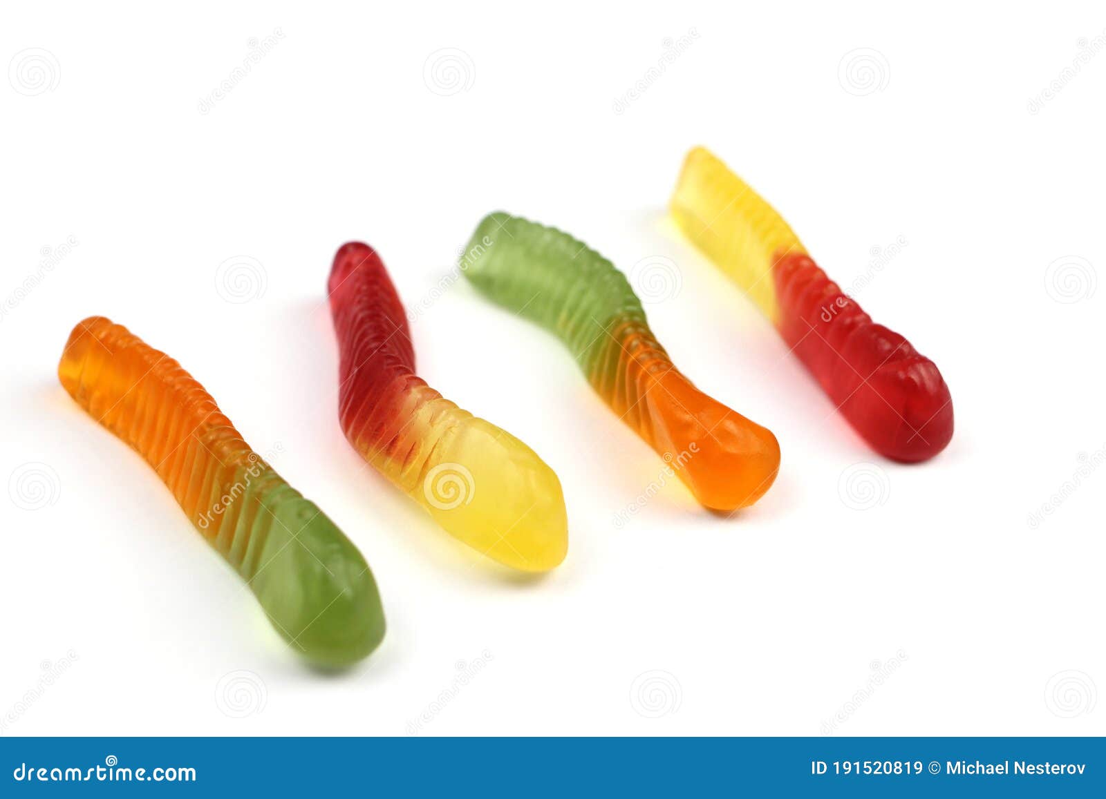 Colored Jelly Worms Isolated on White Stock Image Image of fattening