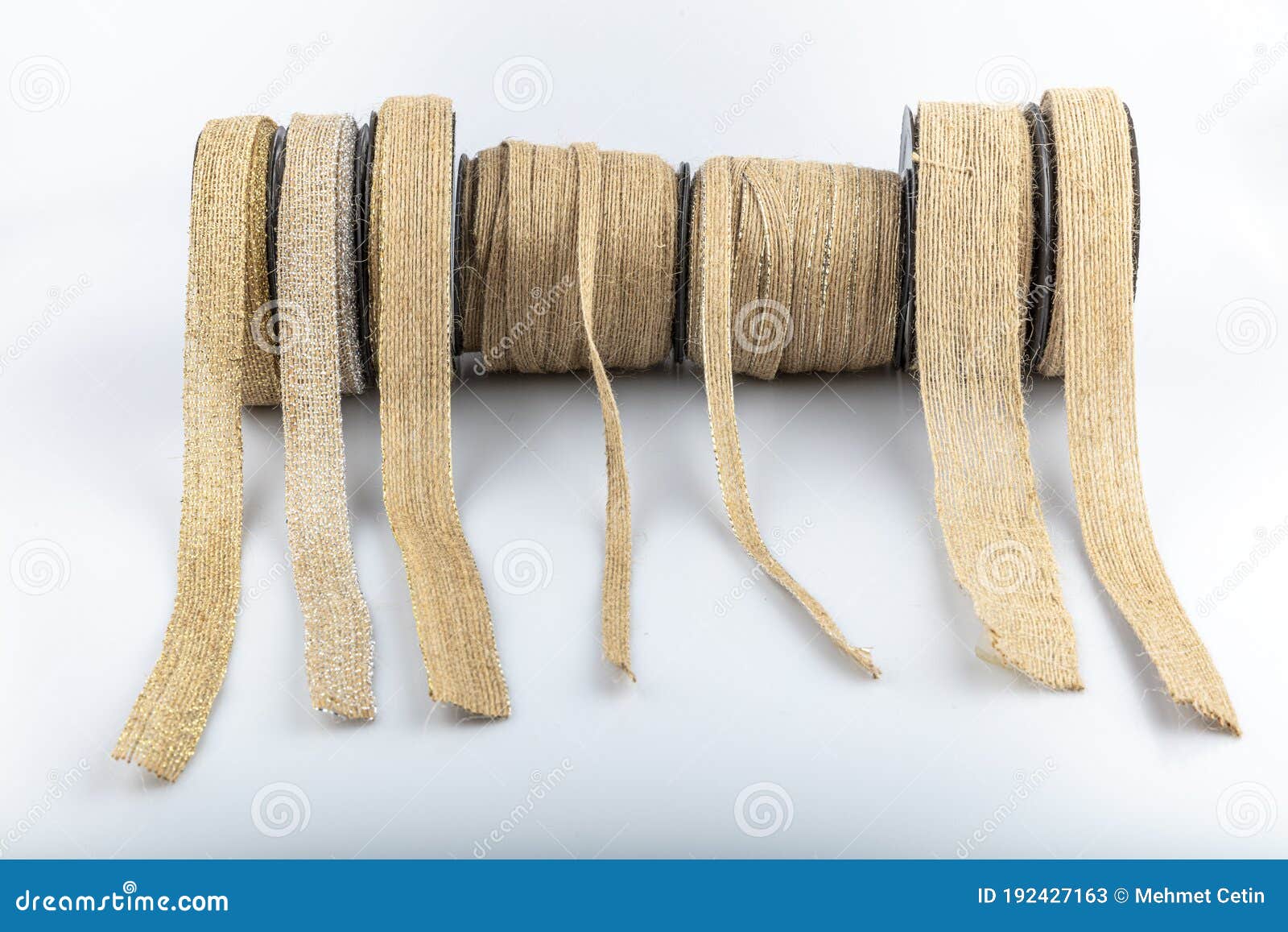 Roll Of Linen String Rope Isolated Stock Photo - Download Image