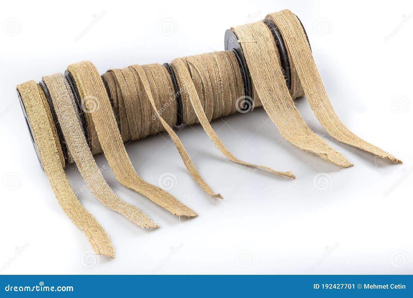 Roll Of Linen String Rope Isolated Stock Photo - Download Image