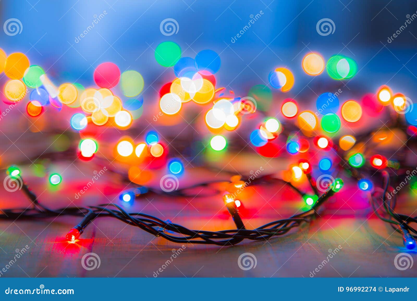colored lights christmas garlands. colorful abstract background