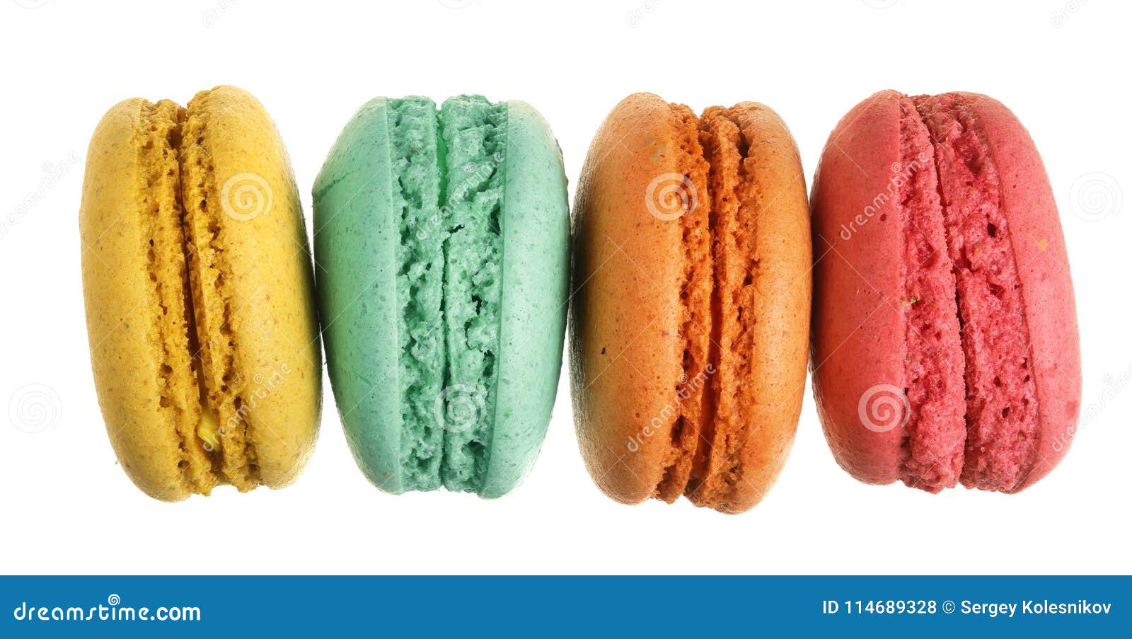 Colored Macarons Isolated on White Background without a Shadow Closeup ...