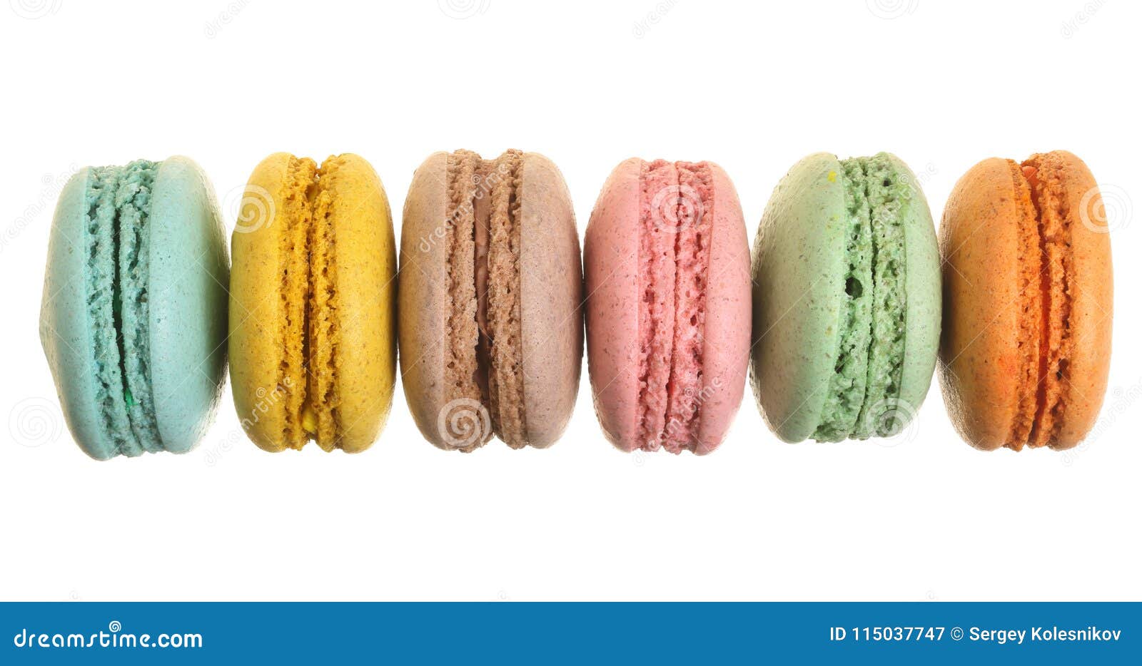 Colored Macarons Isolated On White Background Without A Shadow Closeup ...