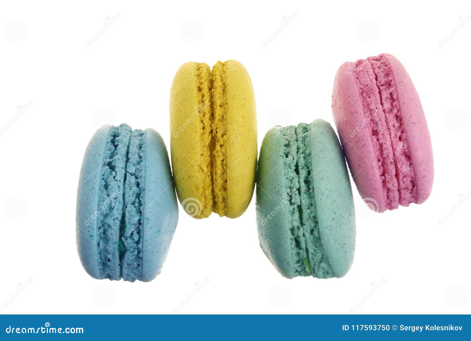 Colored Macaroons Isolated on White Background without a Shadow Closeup ...