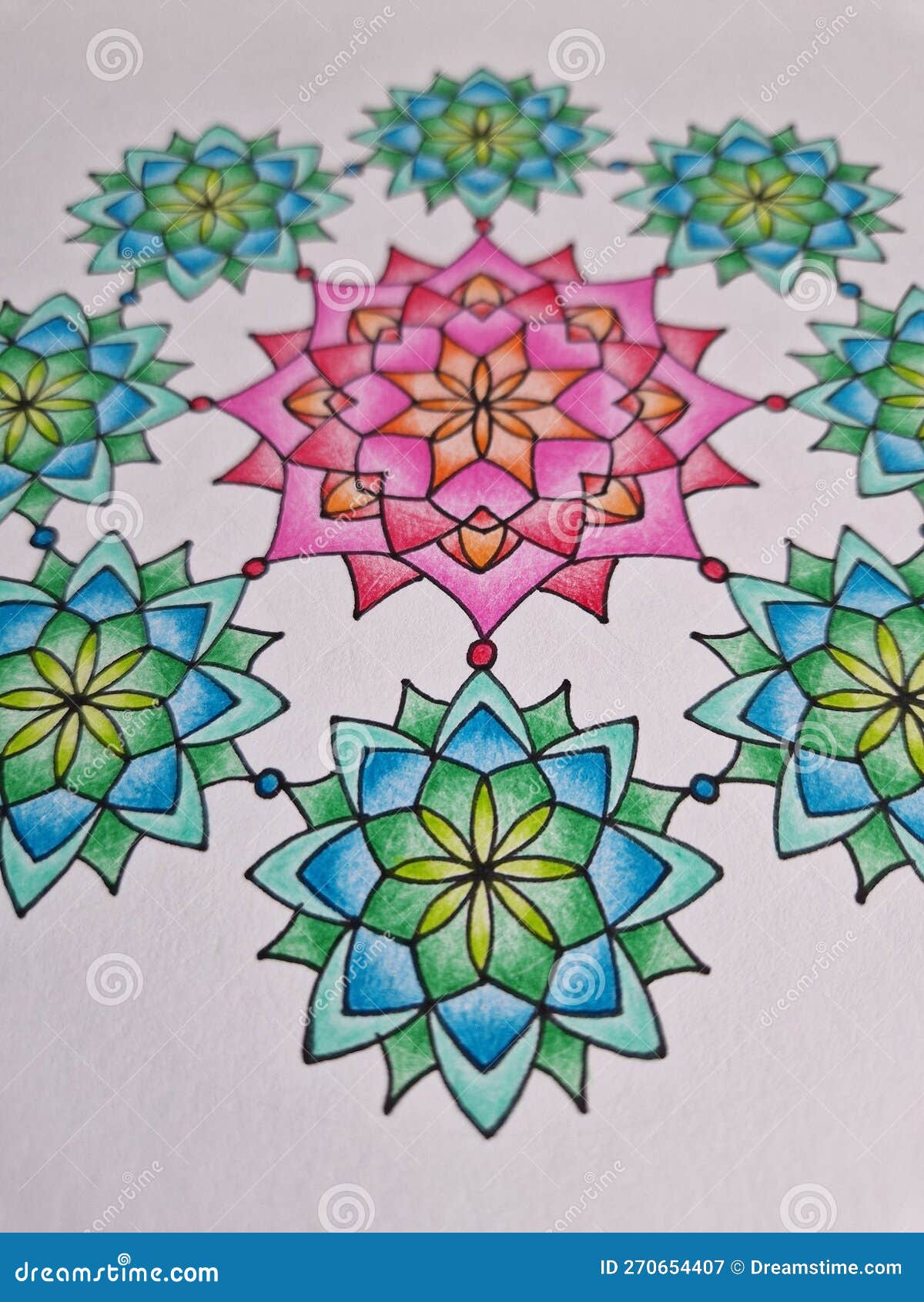Colored Mandala Drawn with Crayons Stock Image Image of abstract
