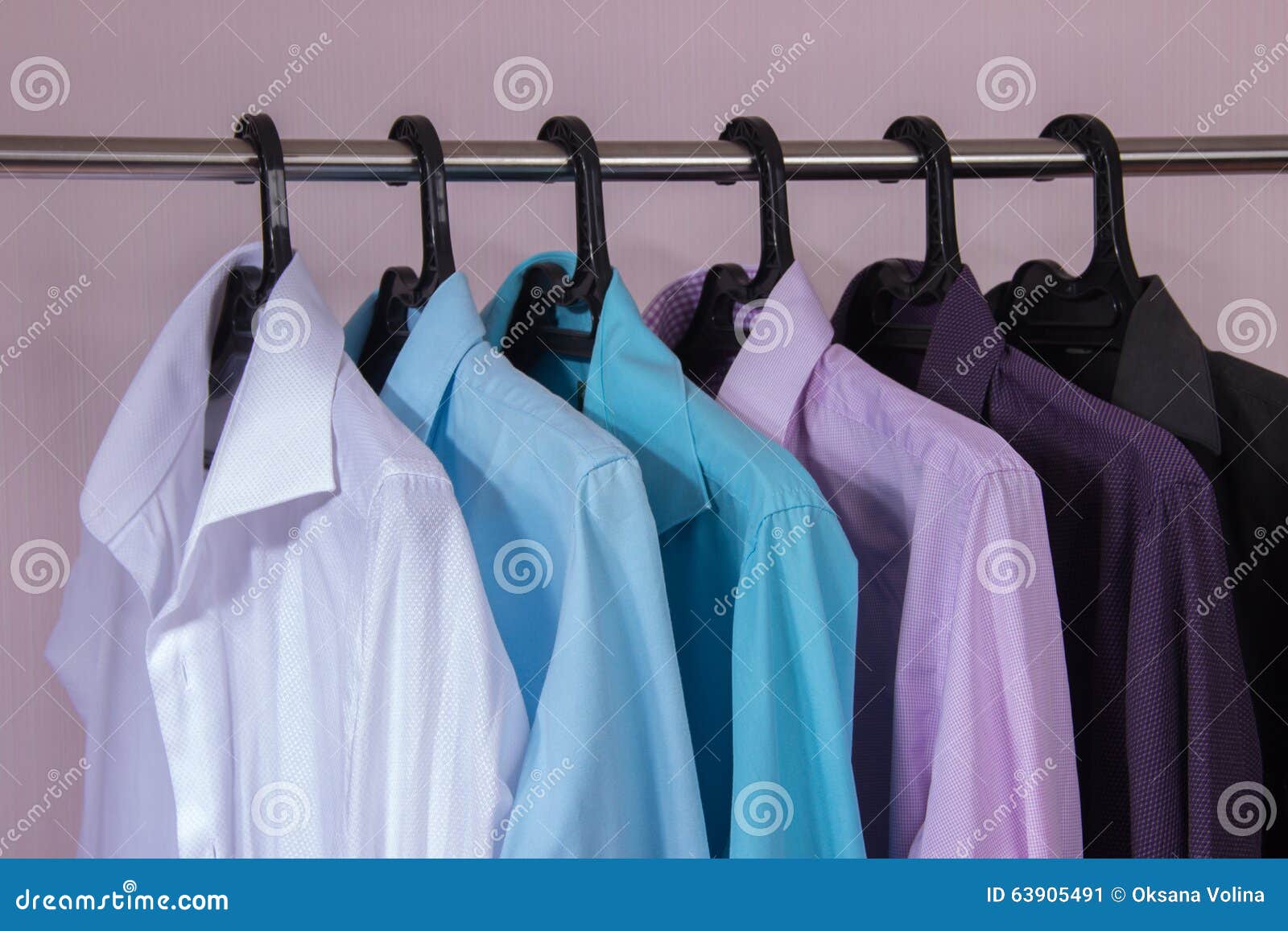 Colored Men S Shirts that Hang on Hangers Stock Image Image of blue
