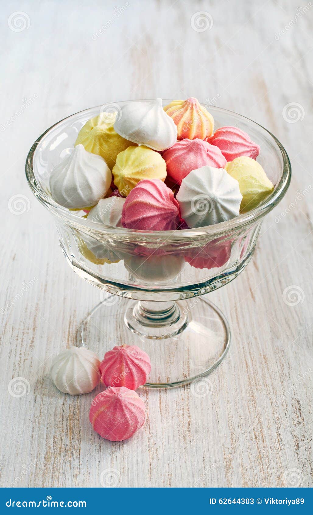Colored Meringue in a Glass Bowl Stock Image Image of snack, view