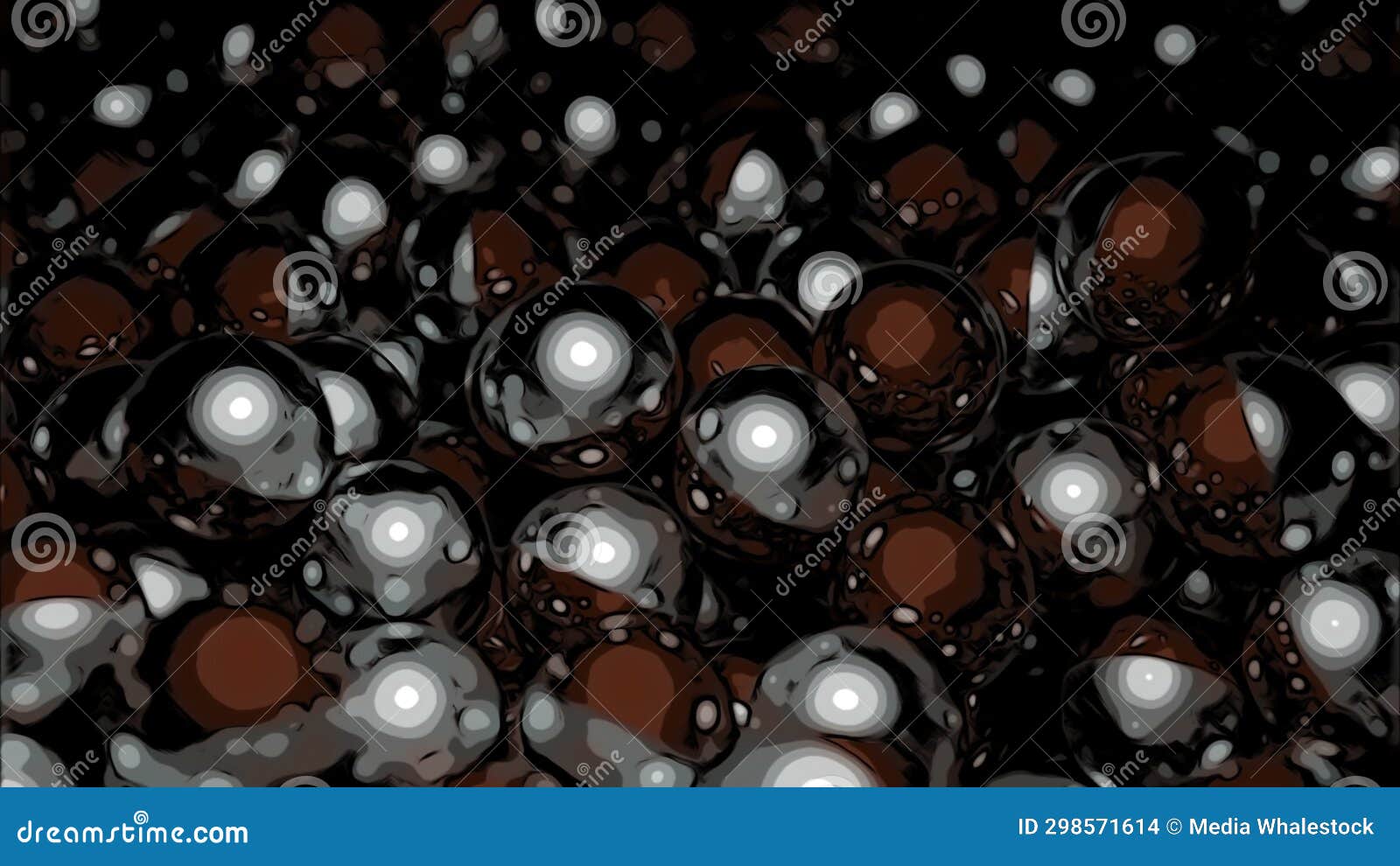 Colored Metal Balls Move in Pile. Design. Moving Pile of Metal Balls