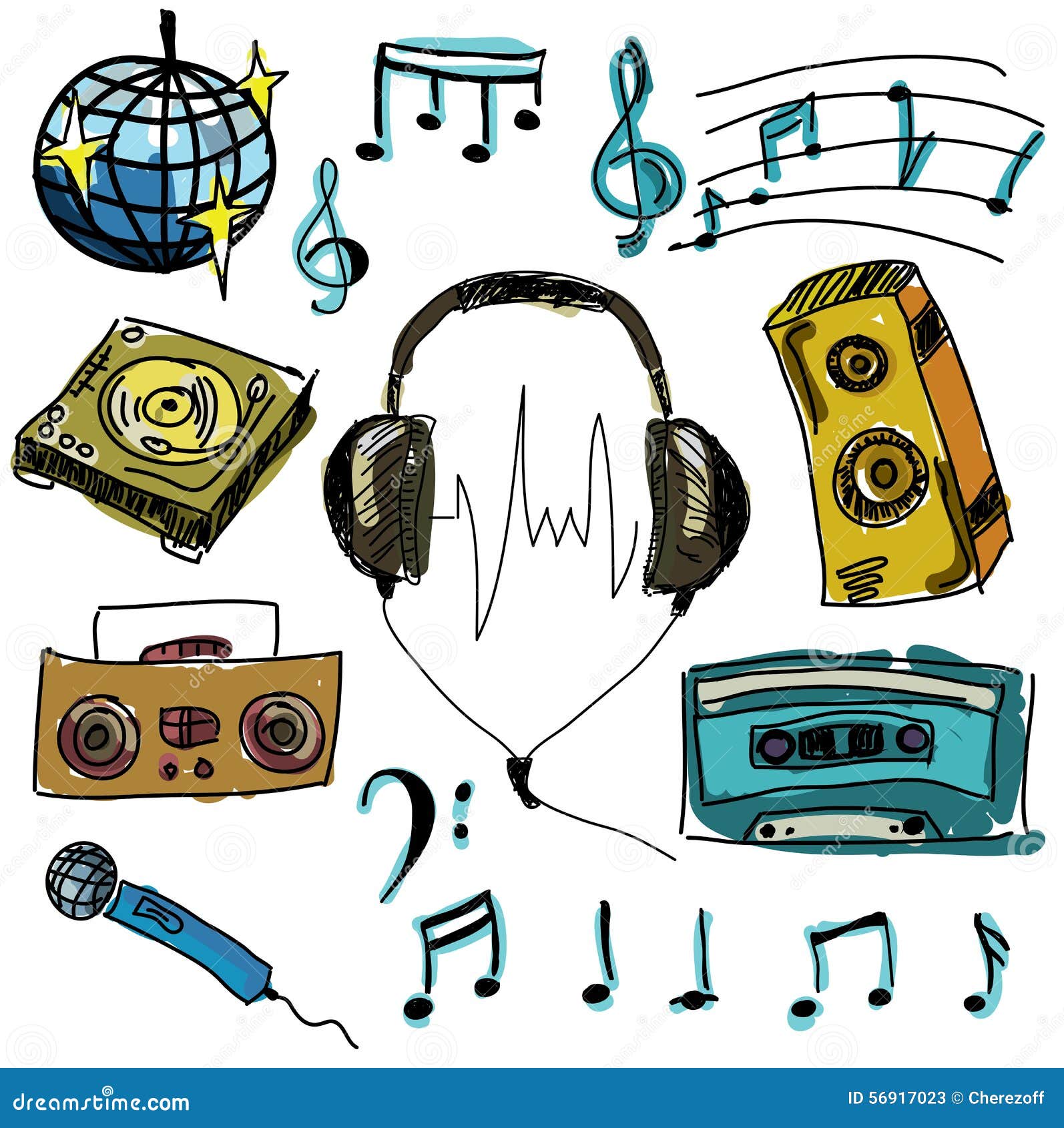 Colored Musical Stuff. Vector Illustration Stock Vector Illustration