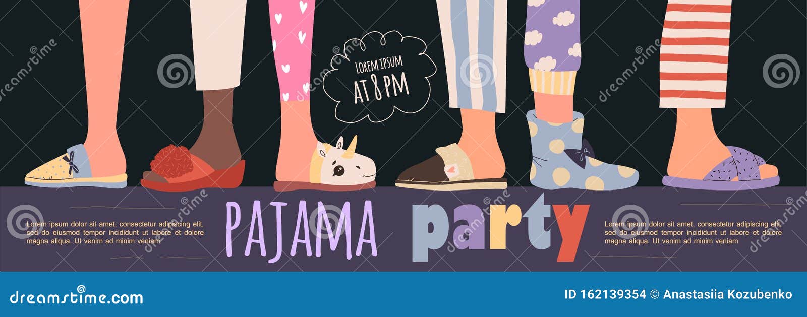 colored pajama party poster.  template slumber party