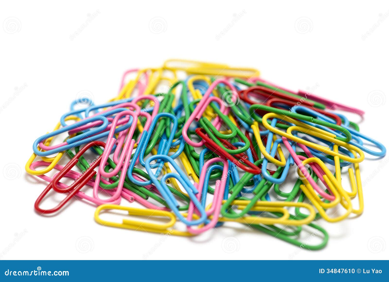 Colored paper clip stock photo. Image of blue, fastener 34847610