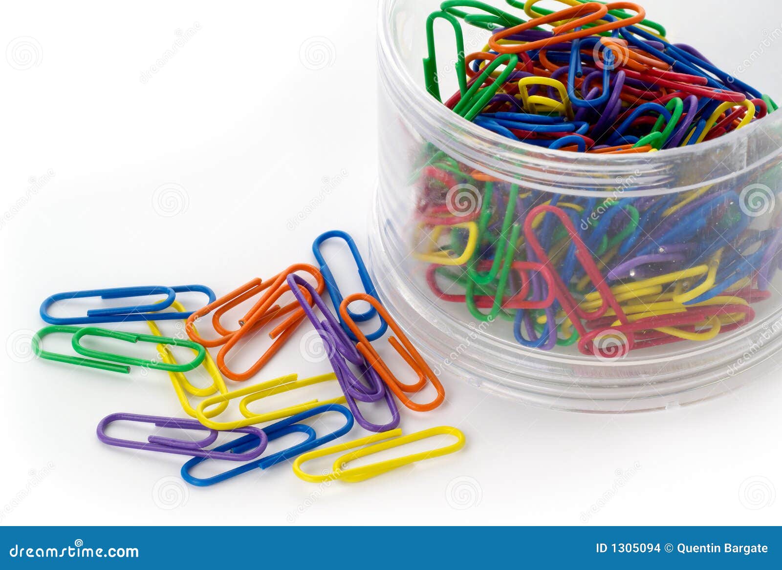Colored paper clips stock photo. Image of coloured, spill 1305094